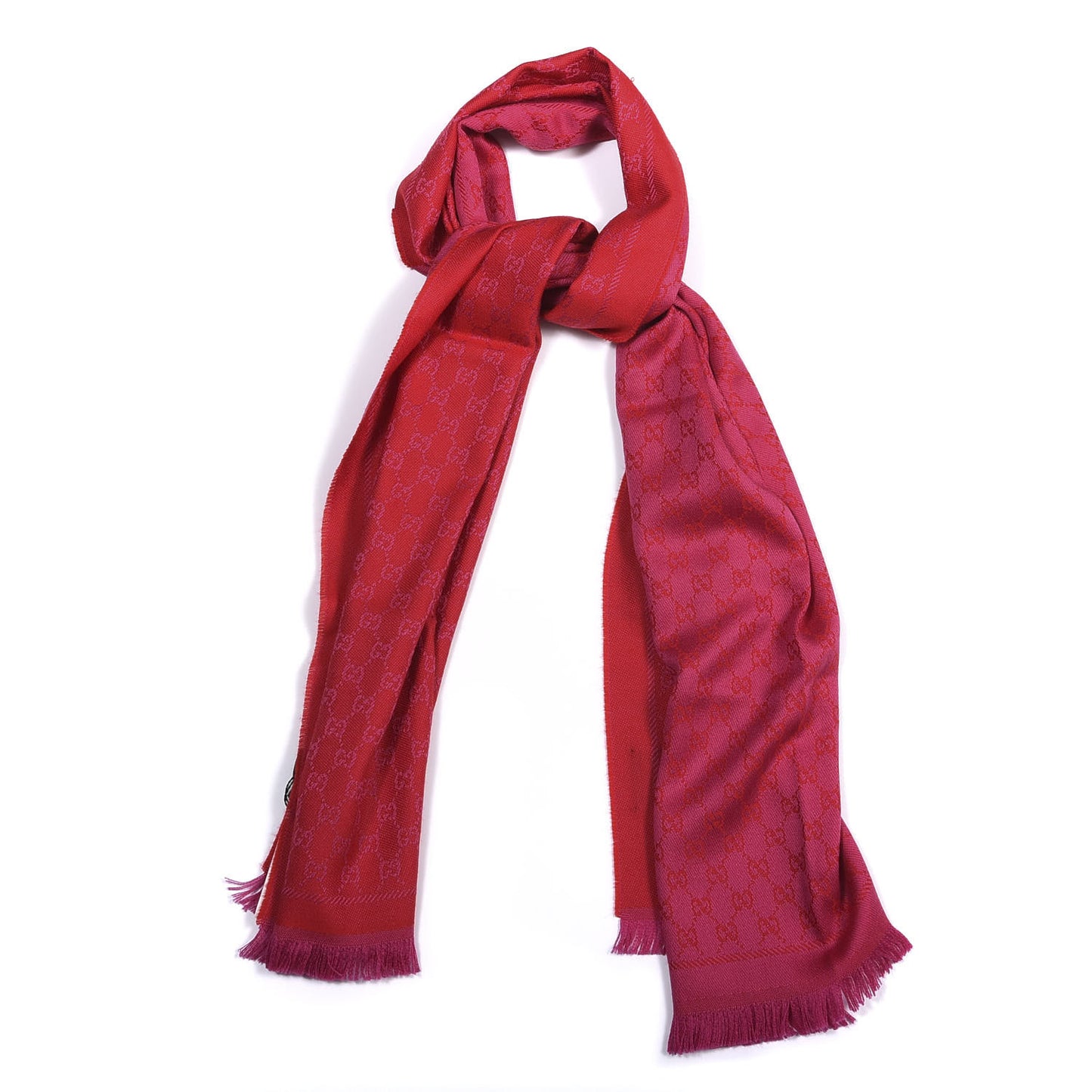 Wool Silk Jacquard GG Monogram Stenix Scarf Red Pink Red