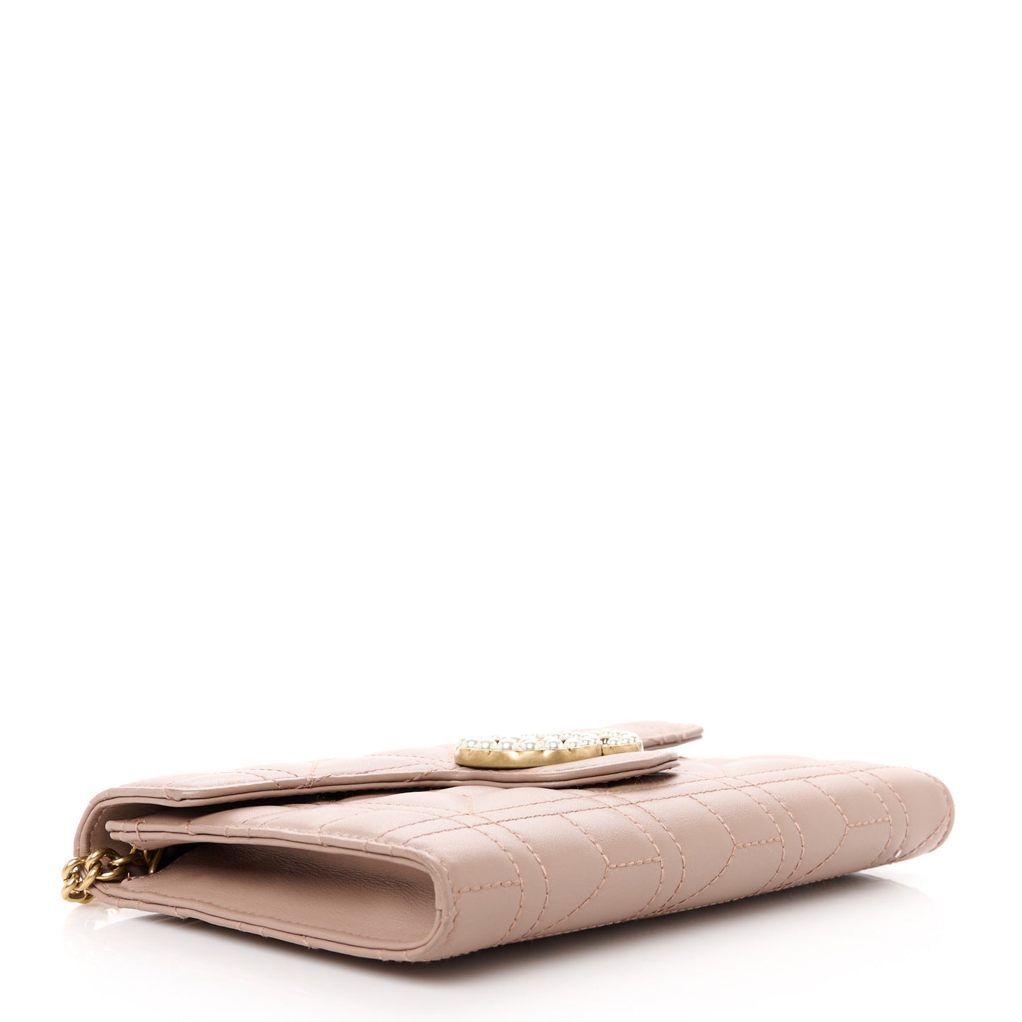 Calfskin Matelasse Mini Pearly GG Marmont Chain Wallet Porcelain Rose