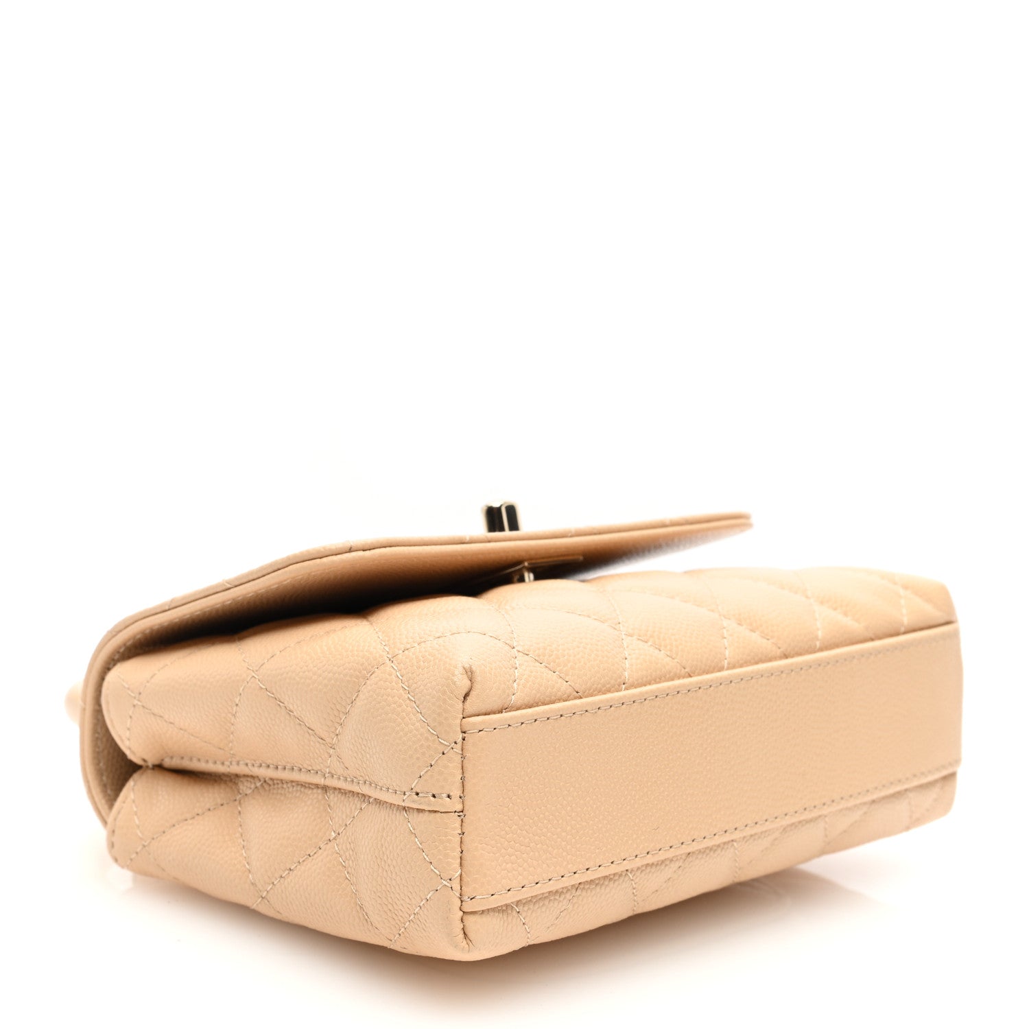 Chanel Caviar Quilted Coco Handle Clutch With Chain Beige 4 of 11