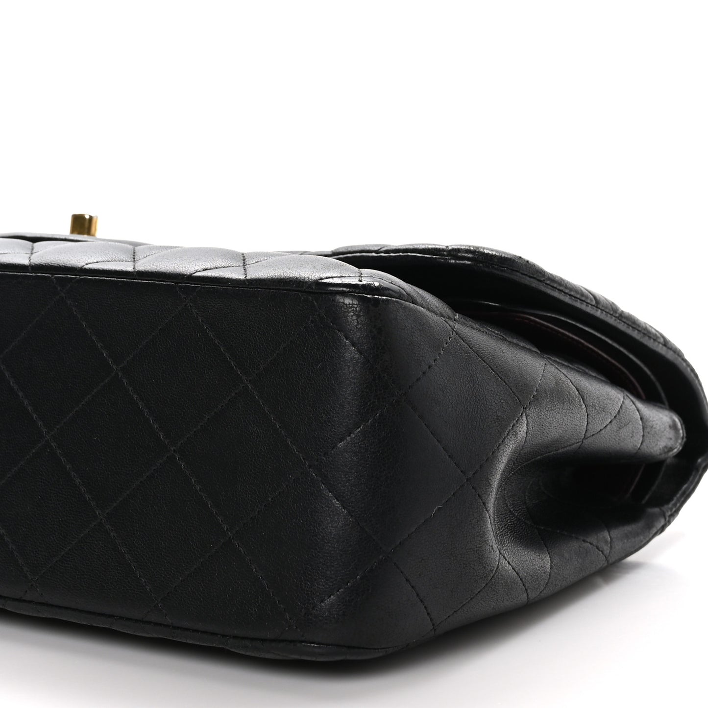Lambskin Quilted Jumbo Double Flap Black