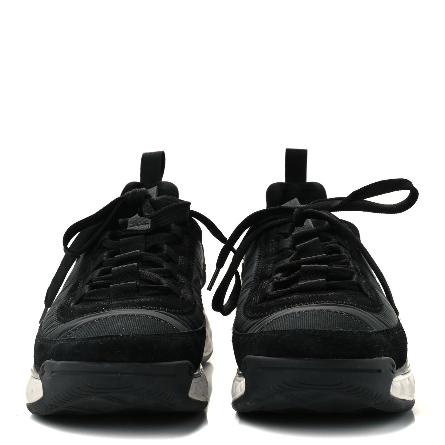 Velvet Calfskin Mixed Fibers CC Sneakers 41.5 Black