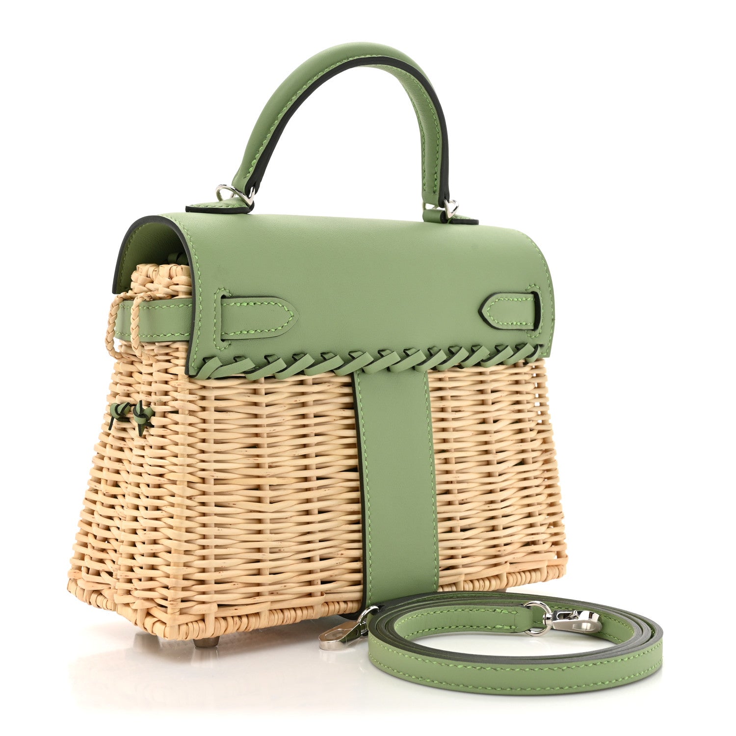 Hermes Wicker Swift Picnic Mini Kelly 20 Naturel Vert Criquet 3 of 12