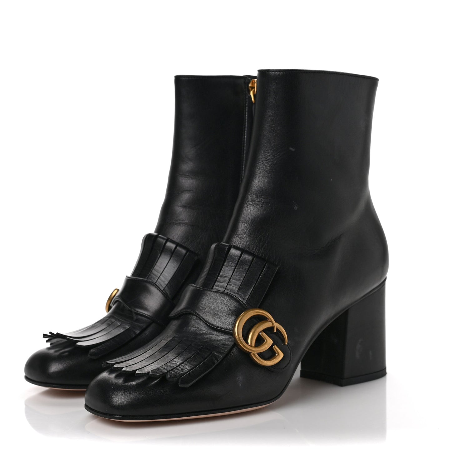 Malaga Kid GG Marmont Fringe 75mm Ankle Boots 39 Black