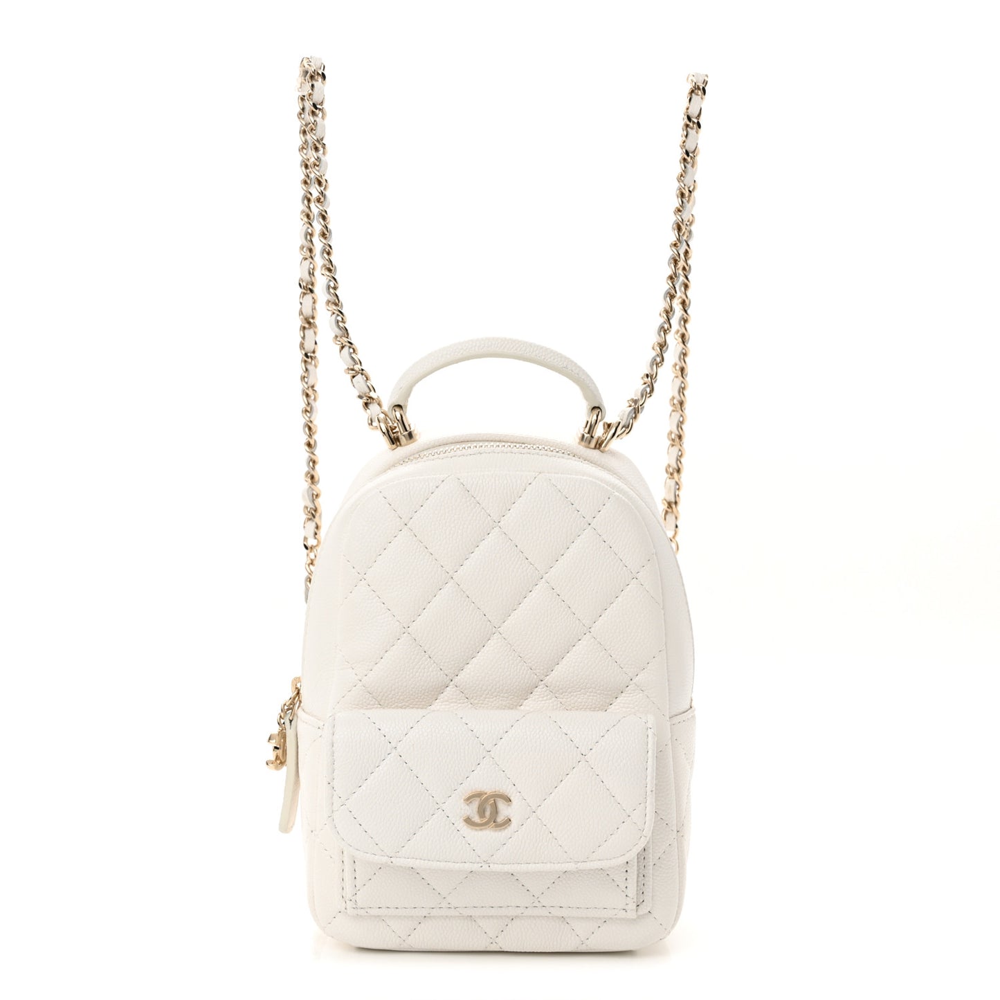Caviar Quilted CC Mini Classic Backpack White