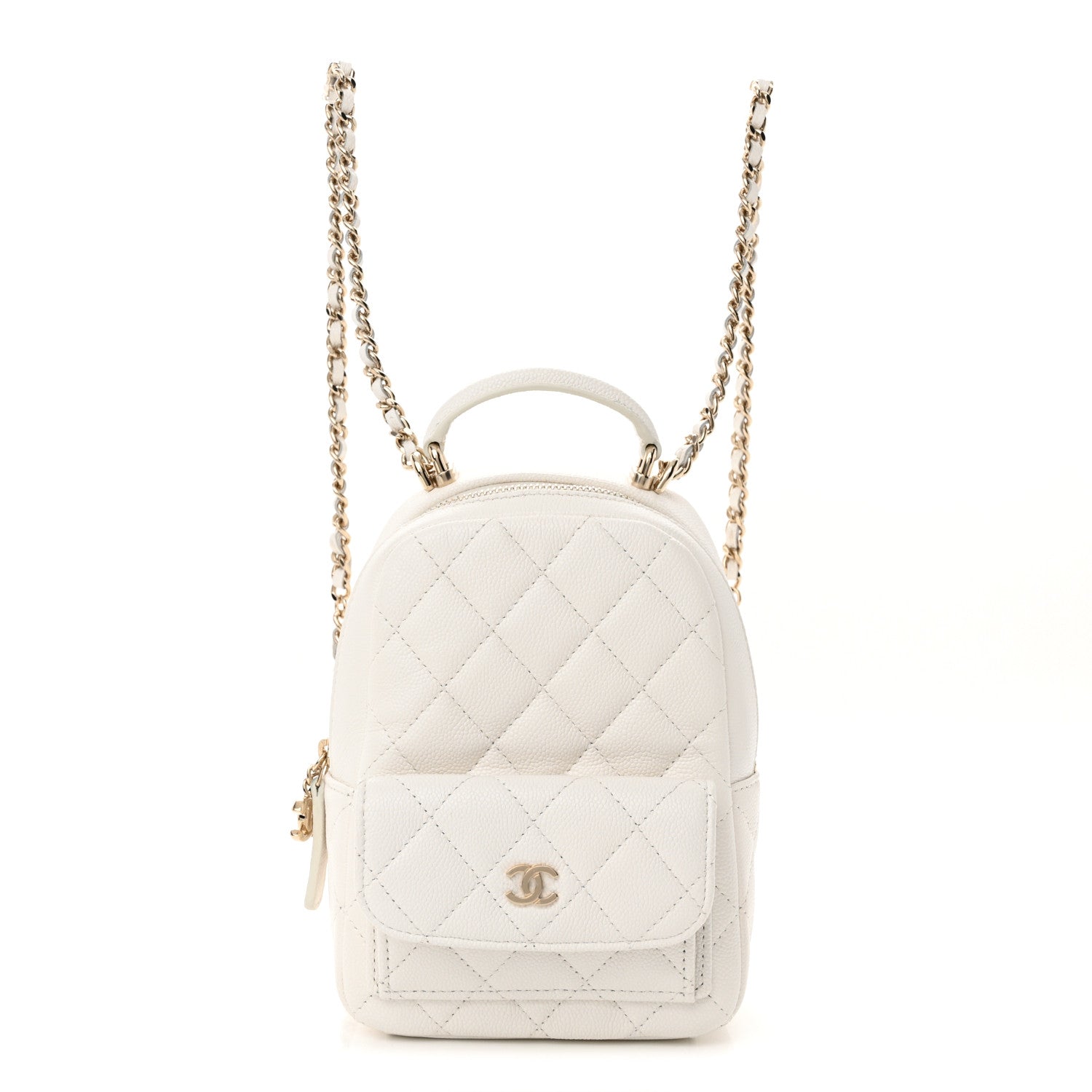 Chanel Caviar Quilted CC Mini Classic Backpack White 1 of 12