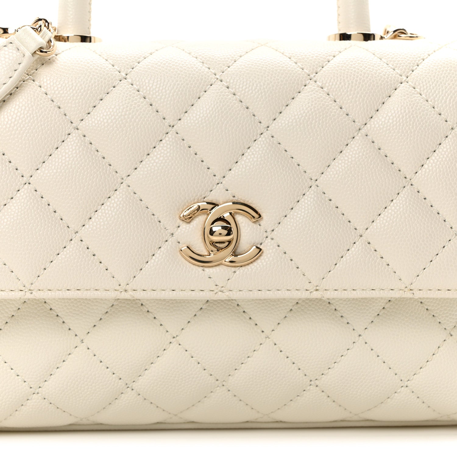Chanel Caviar Quilted Mini Coco Handle Flap White 7 of 9