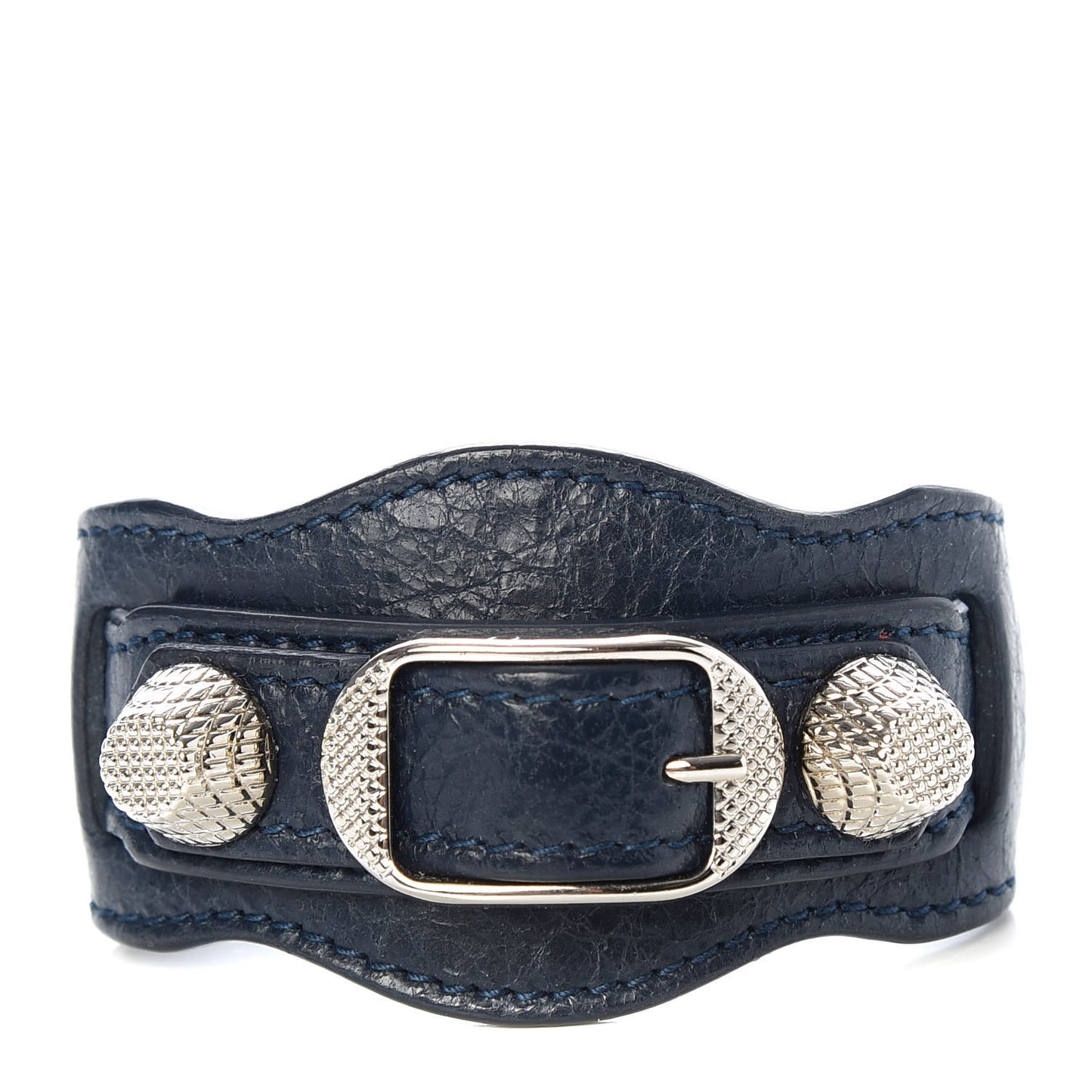 Agneau Arena Giant 12 Silver Hardware Bracelet M Bleu Obscur