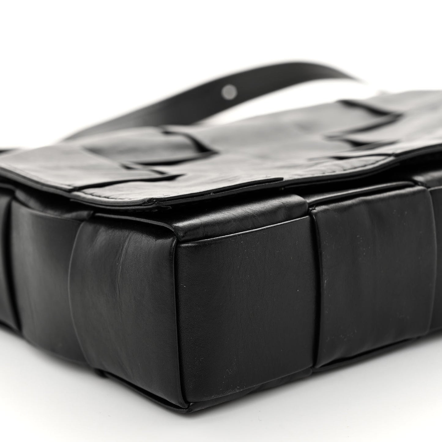 Paper Calfskin Maxi Intreccio Cassette Crossbody Bag Black