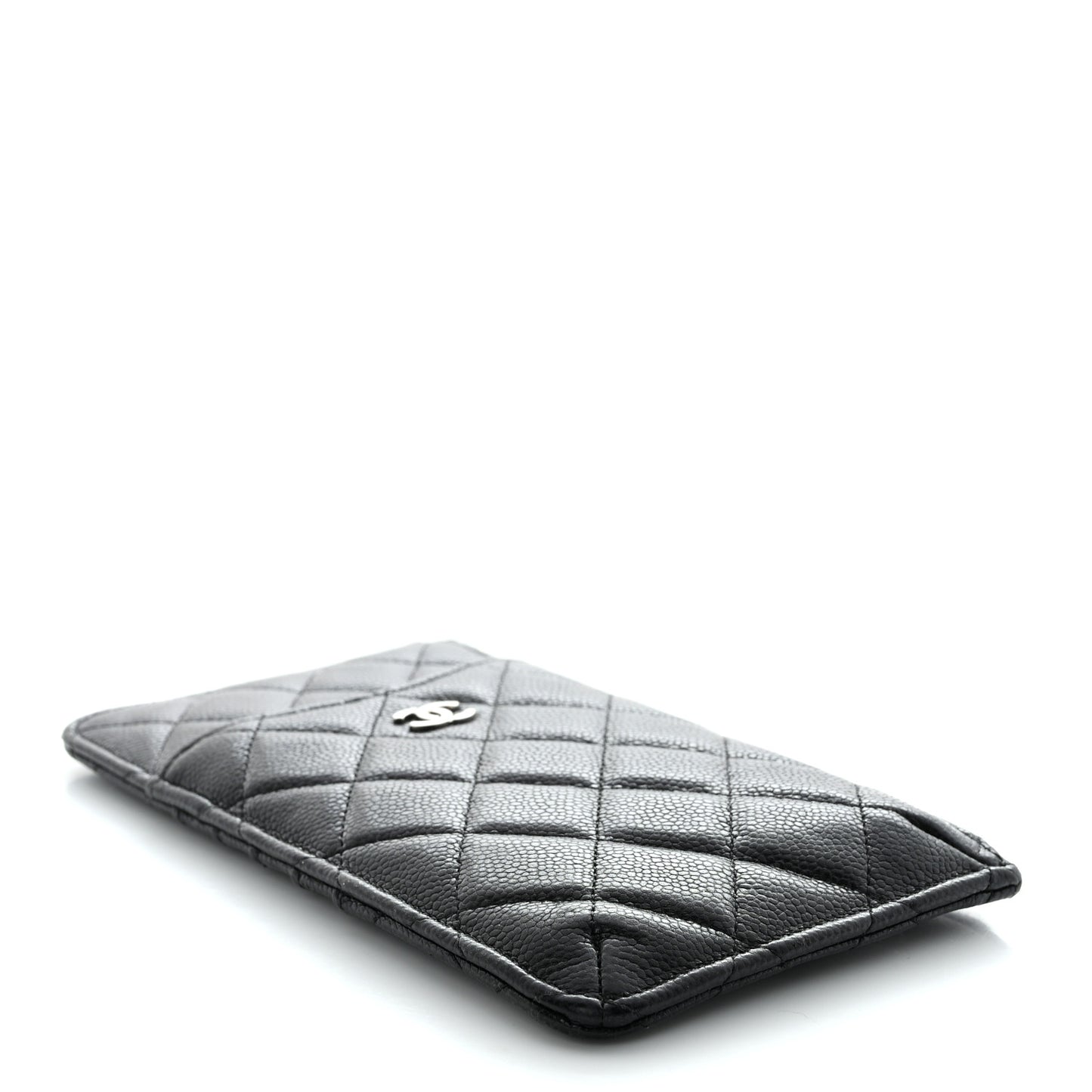 Caviar Quilted Classic Flat Wallet Pouch Black
