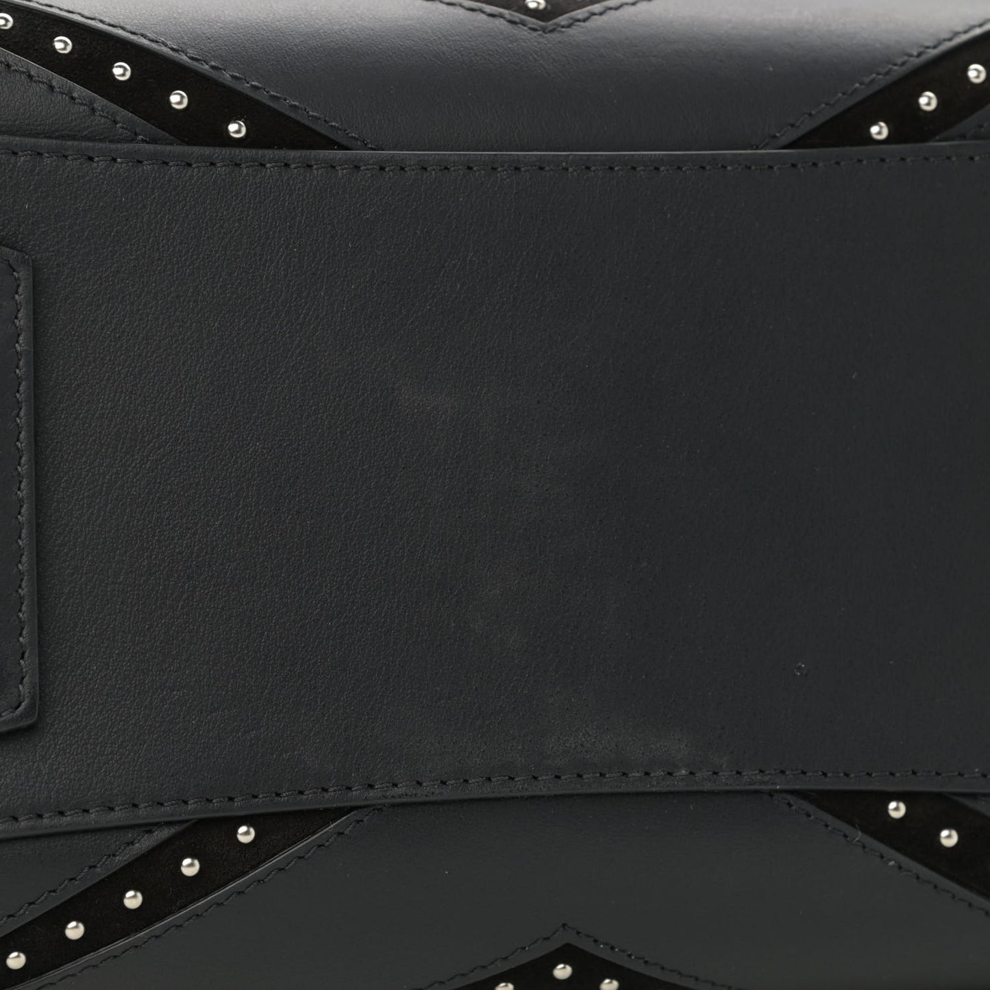 Calfskin Suede Small Studded Chevron Antigona Black