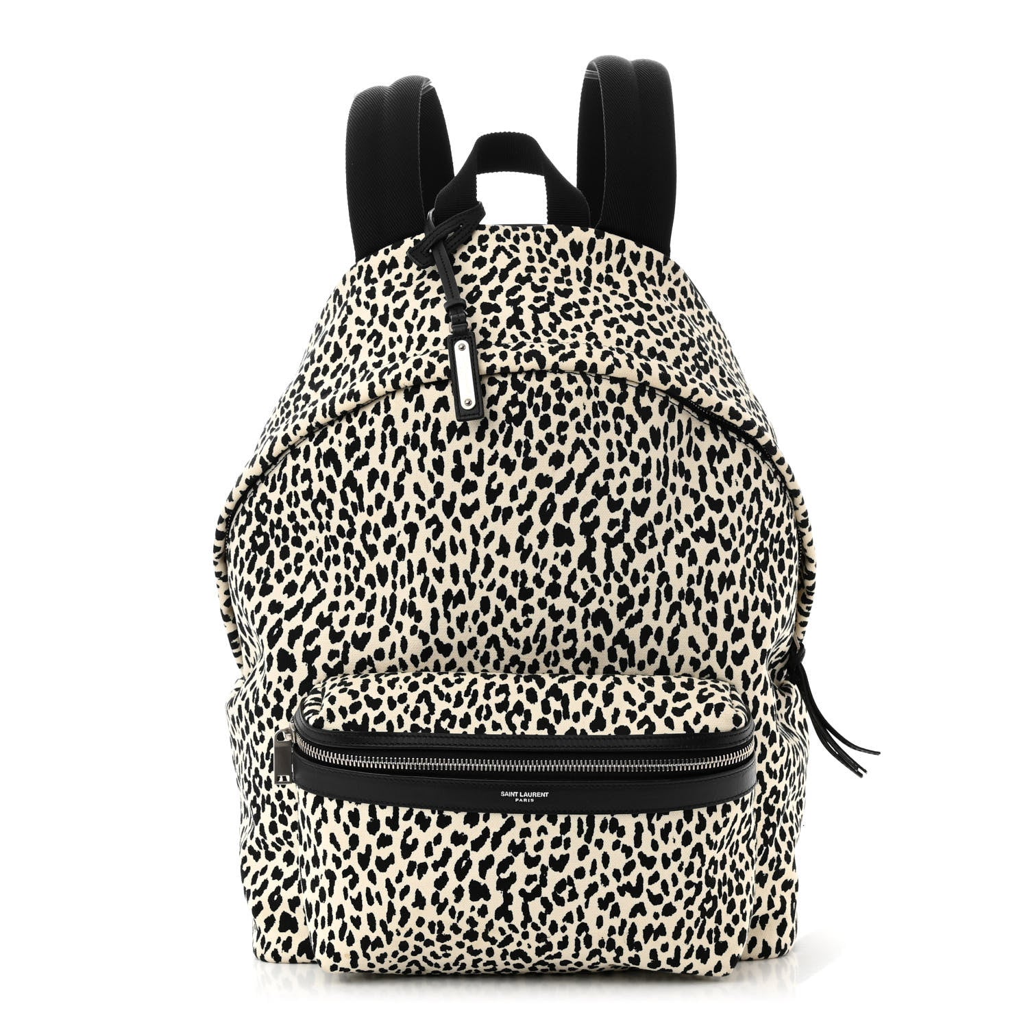 Saint Laurent Canvas Leopard Print City Backpack Black White  display picture 1