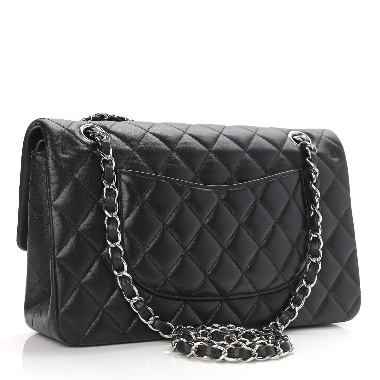 Lambskin Quilted Medium Double Flap Black