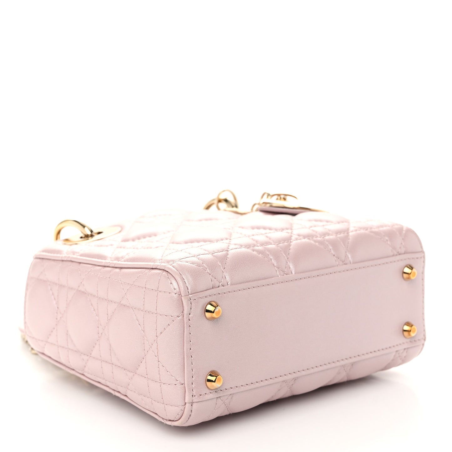 Metallic Lambskin Cannage Mini Lady Dior Lotus