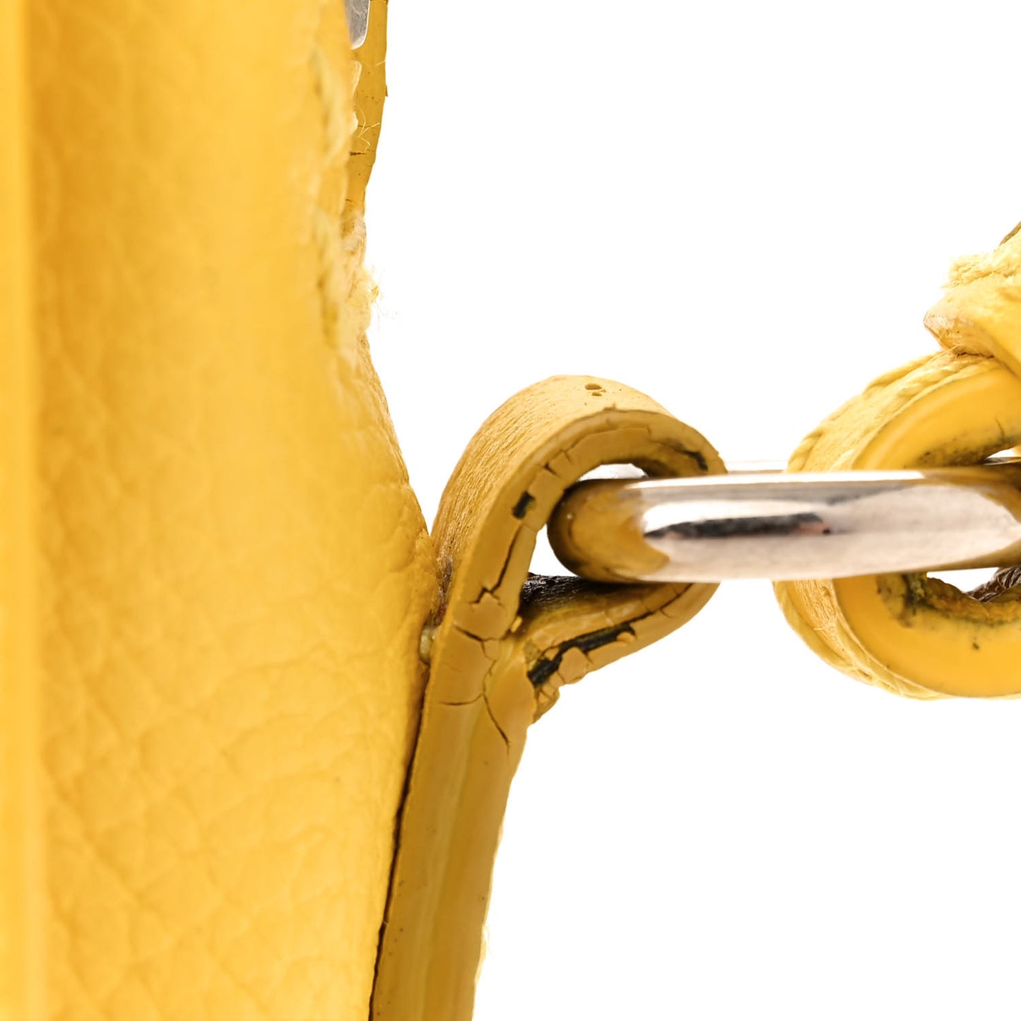Pebbled Calfskin Mini Skull Padlock Zip Around Tote Yellow