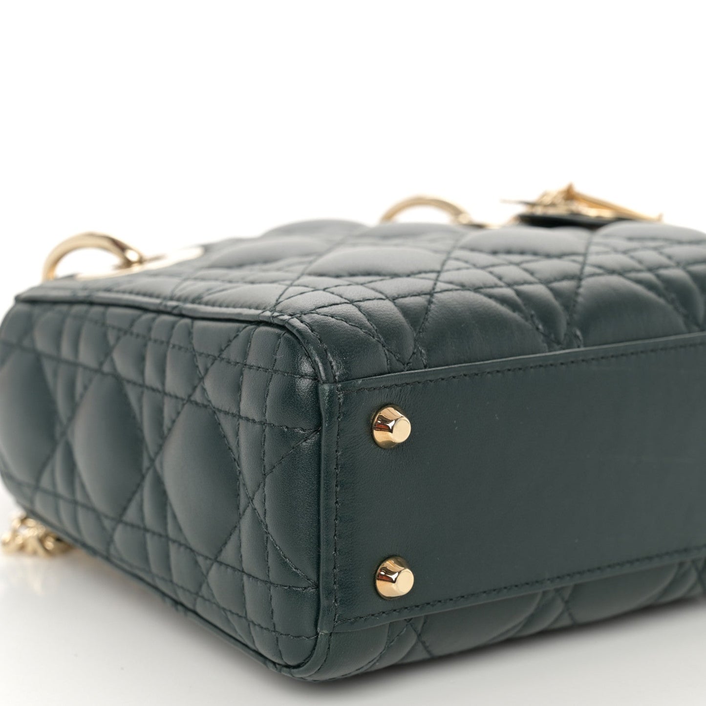 Lambskin Cannage Mini Lady Dior Dark Green