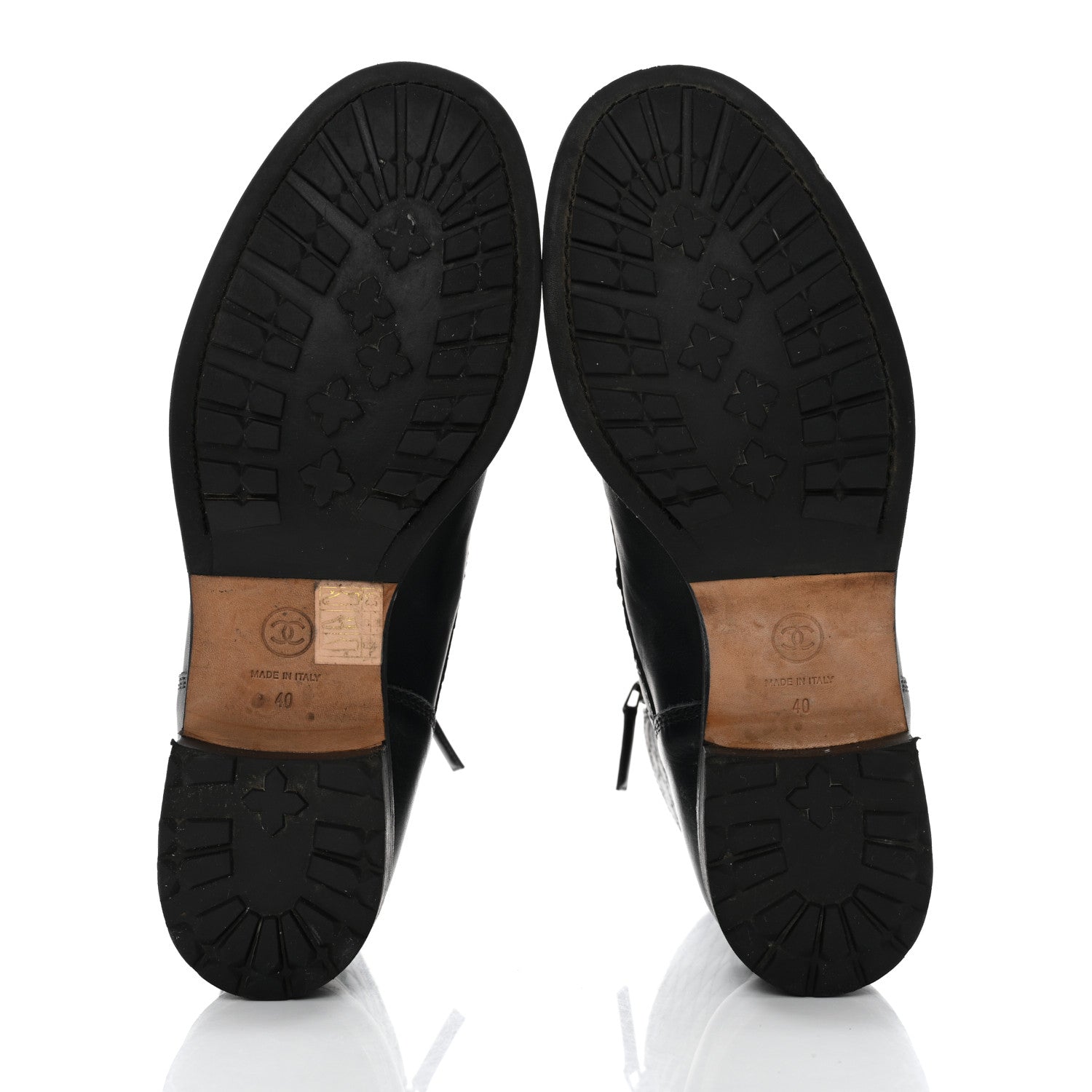 Chanel Sheepskin Quilted CC Tall Lace Up Combat Boots 40 Navy 5 of 11