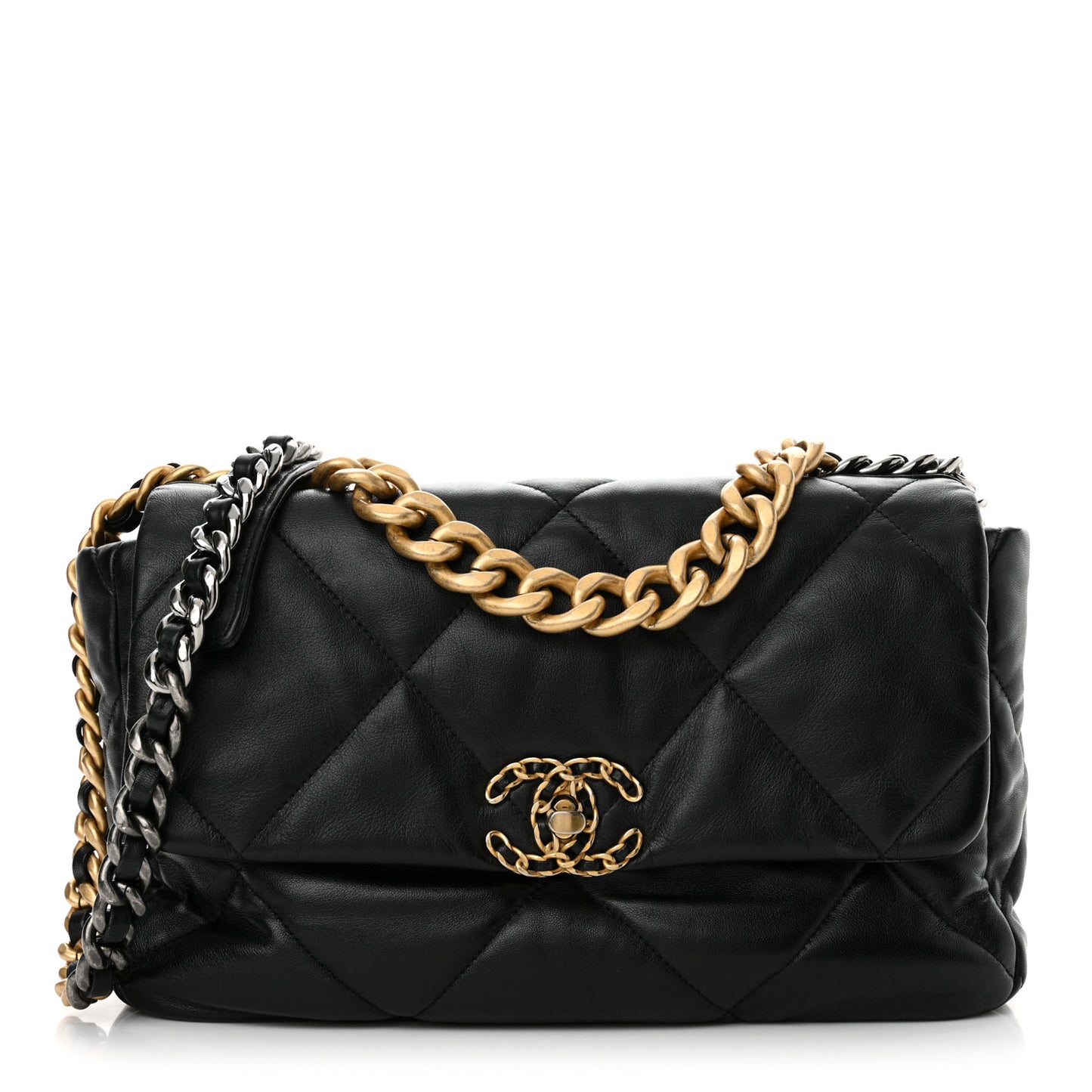 Lambskin Quilted Large Chanel 19 Flap Black