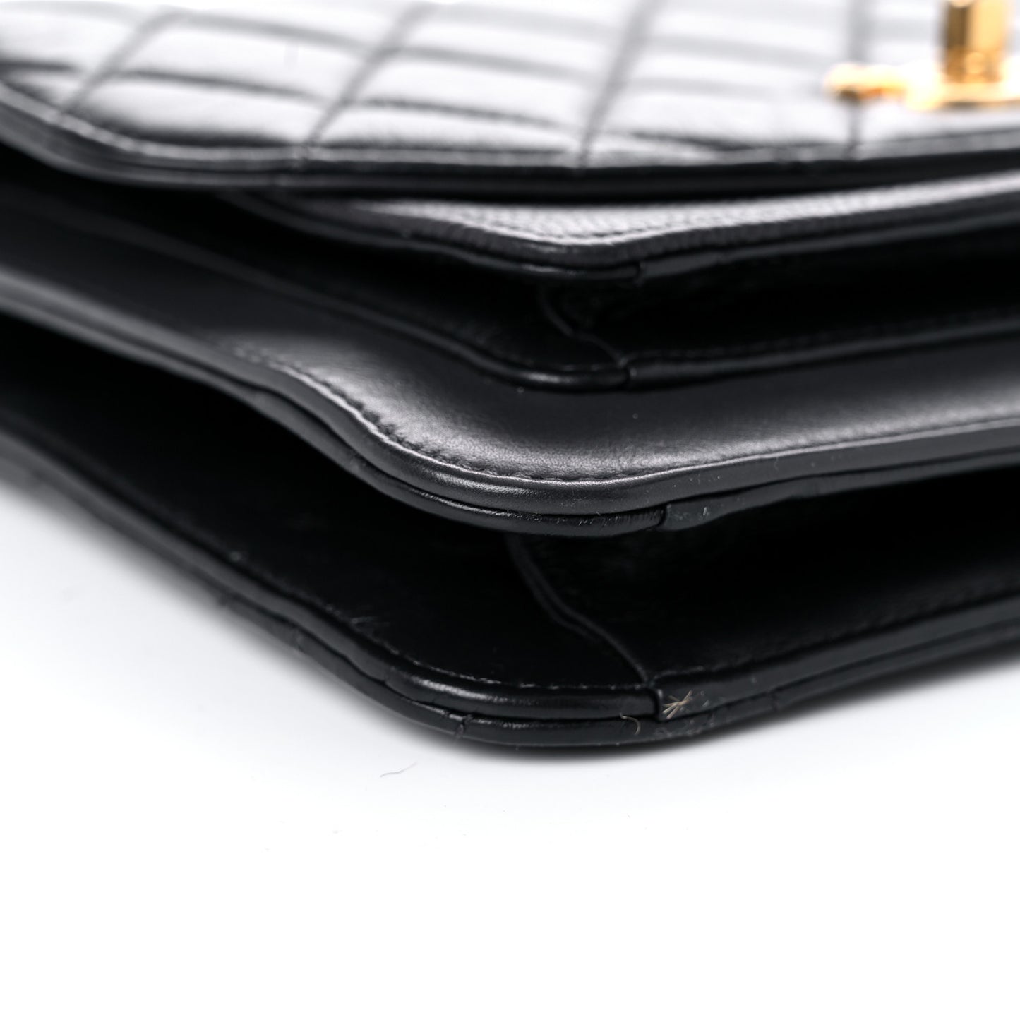 Calfskin Caviar Quilted Chain Handle Flap Black