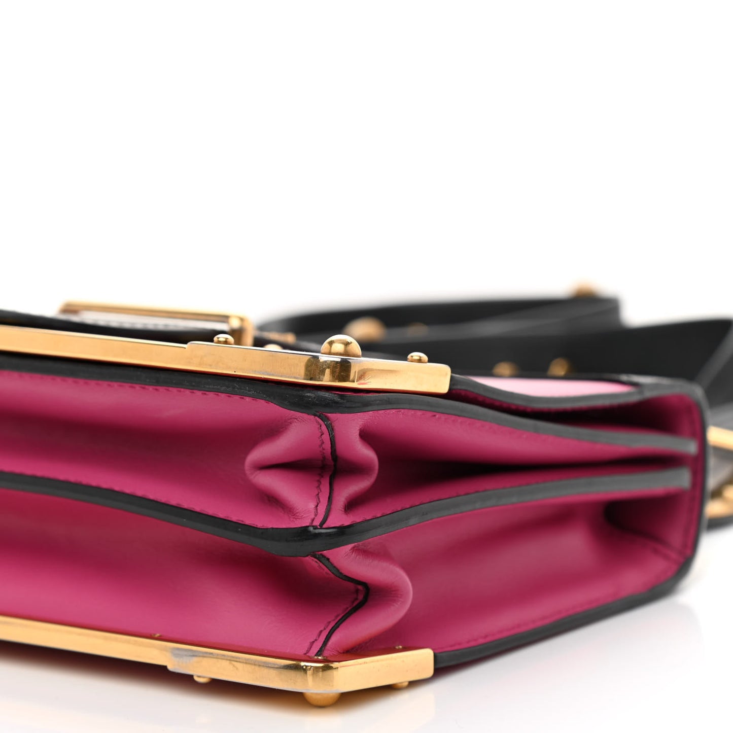 City Calf Saffiano Cahier Bag Fuxia Black