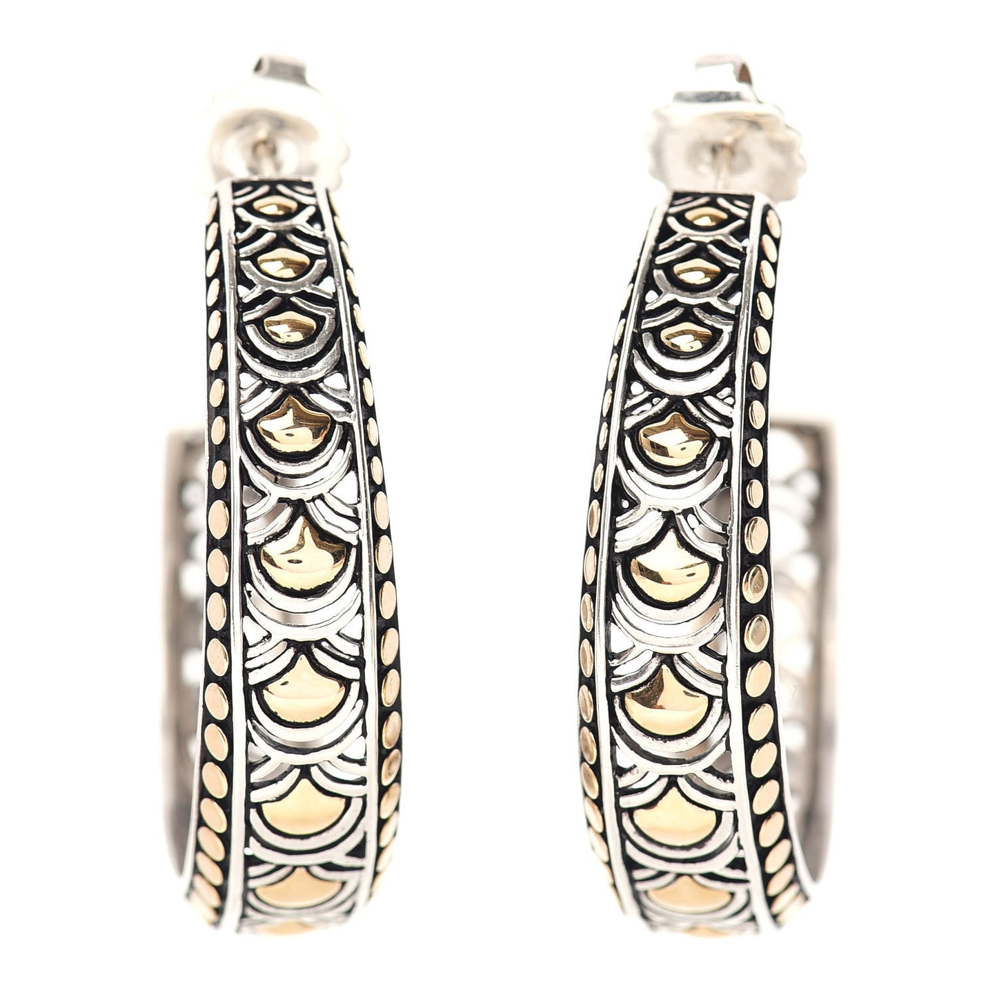 Sterling Silver 18K Yellow Gold Naga Hoop Earrings