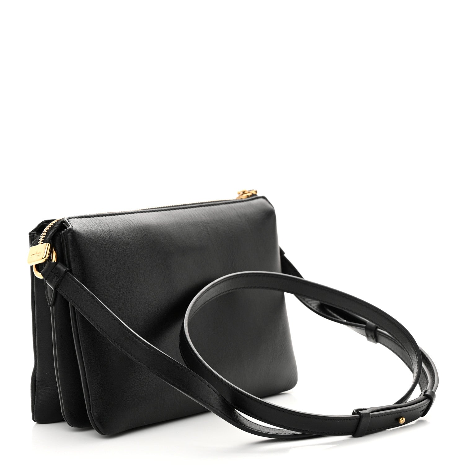 Salvatore Ferragamo Calfskin Trapezio Shoulder Bag Black 3 of 9