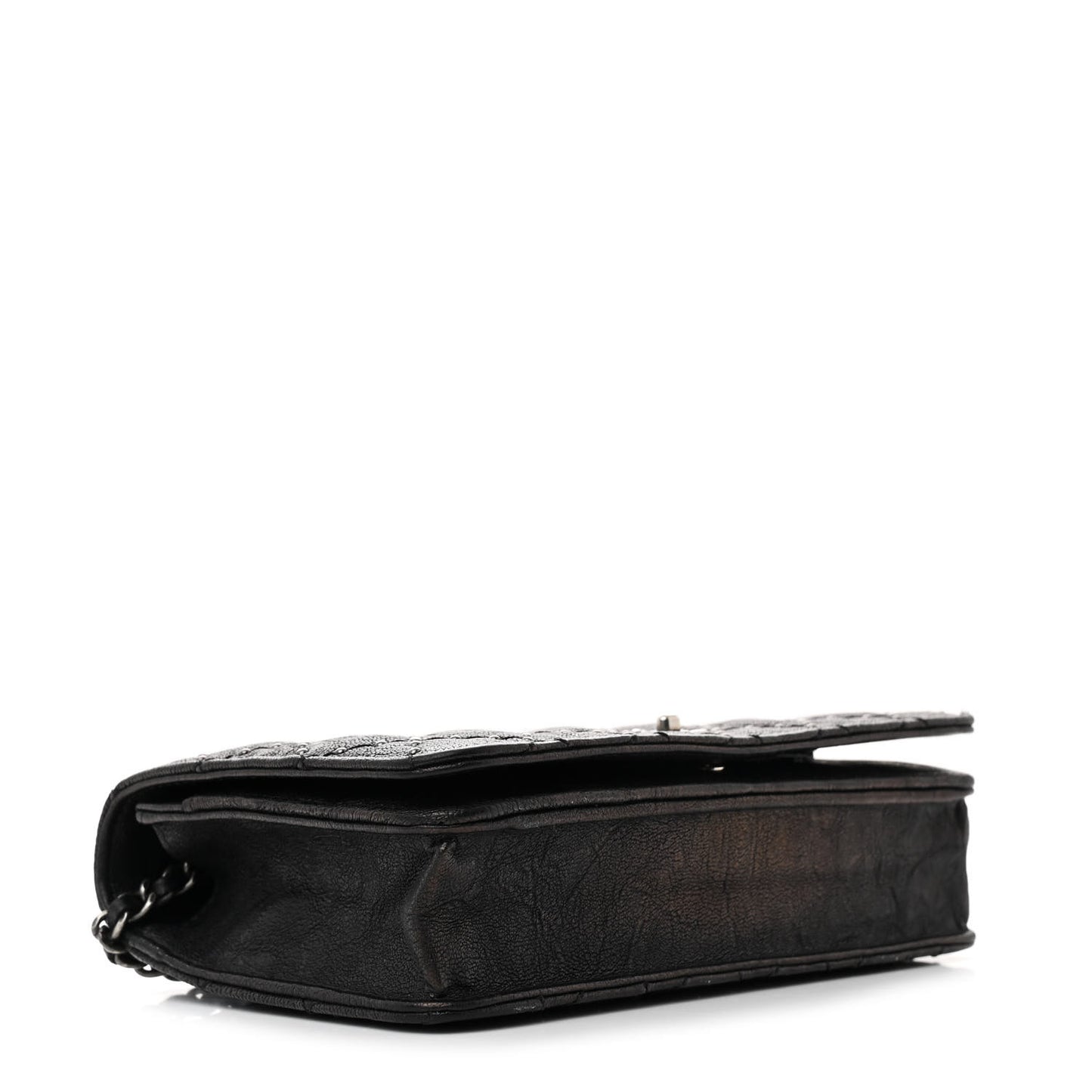 Crumpled Lambskin Studded Paris Dallas Wallet On Chain WOC Black