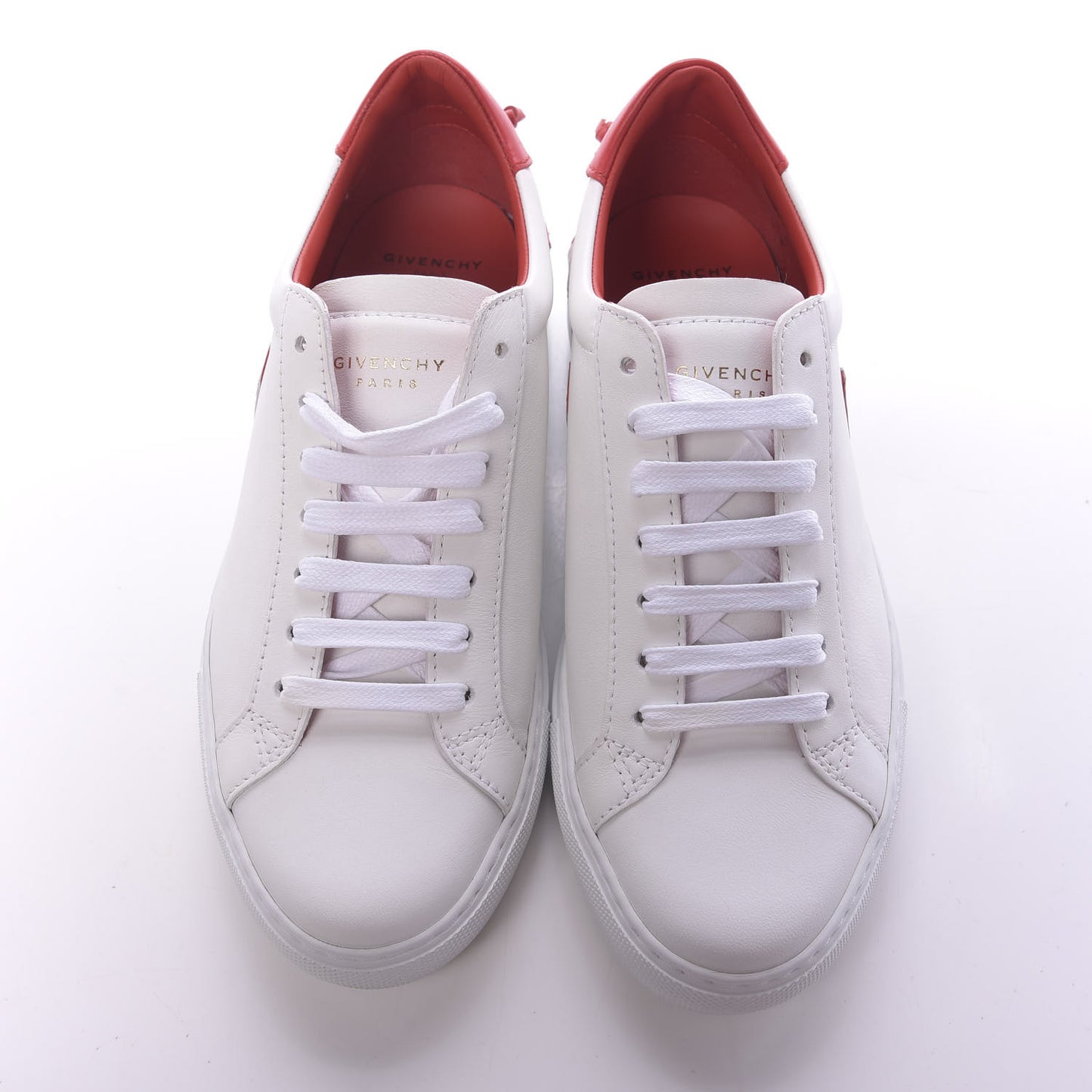 Calfskin Reverse Logo Womens Urban Street Sneakers 36.5 White Red