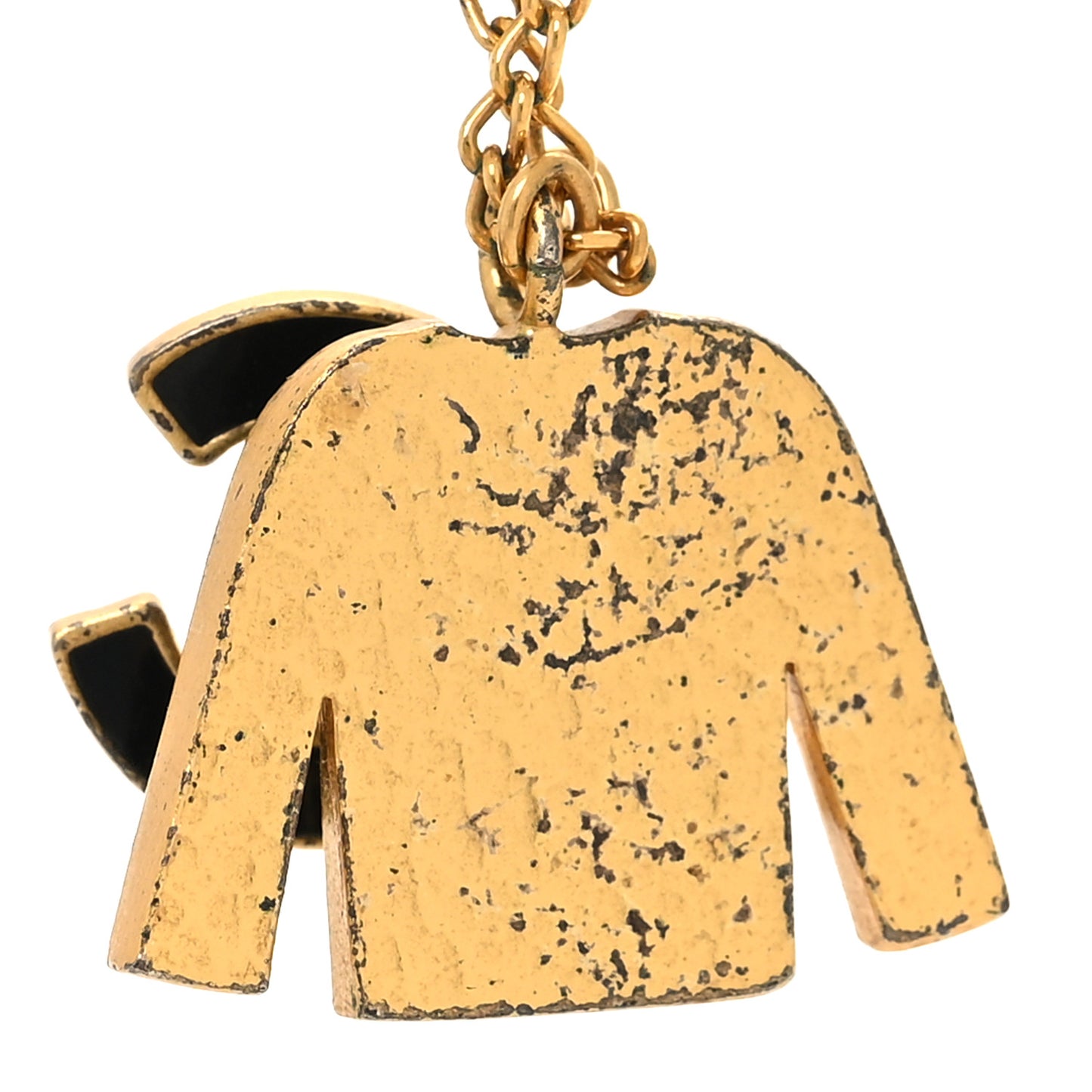 Enamel CC Jacket Necklace Black Gold