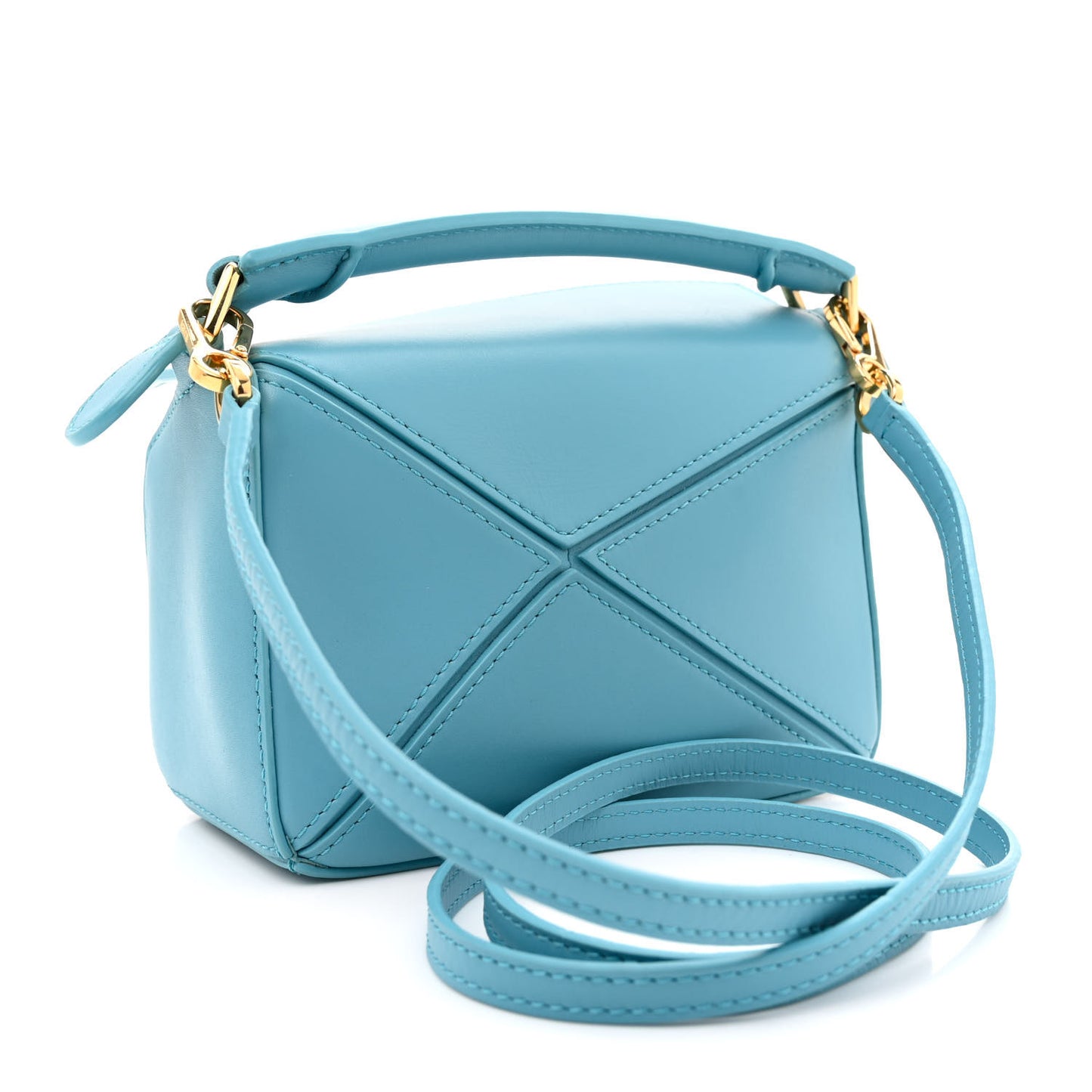 X HOWLS MOVING CASTLE Satin Calfskin Mini Heen Puzzle Bag Light Blue