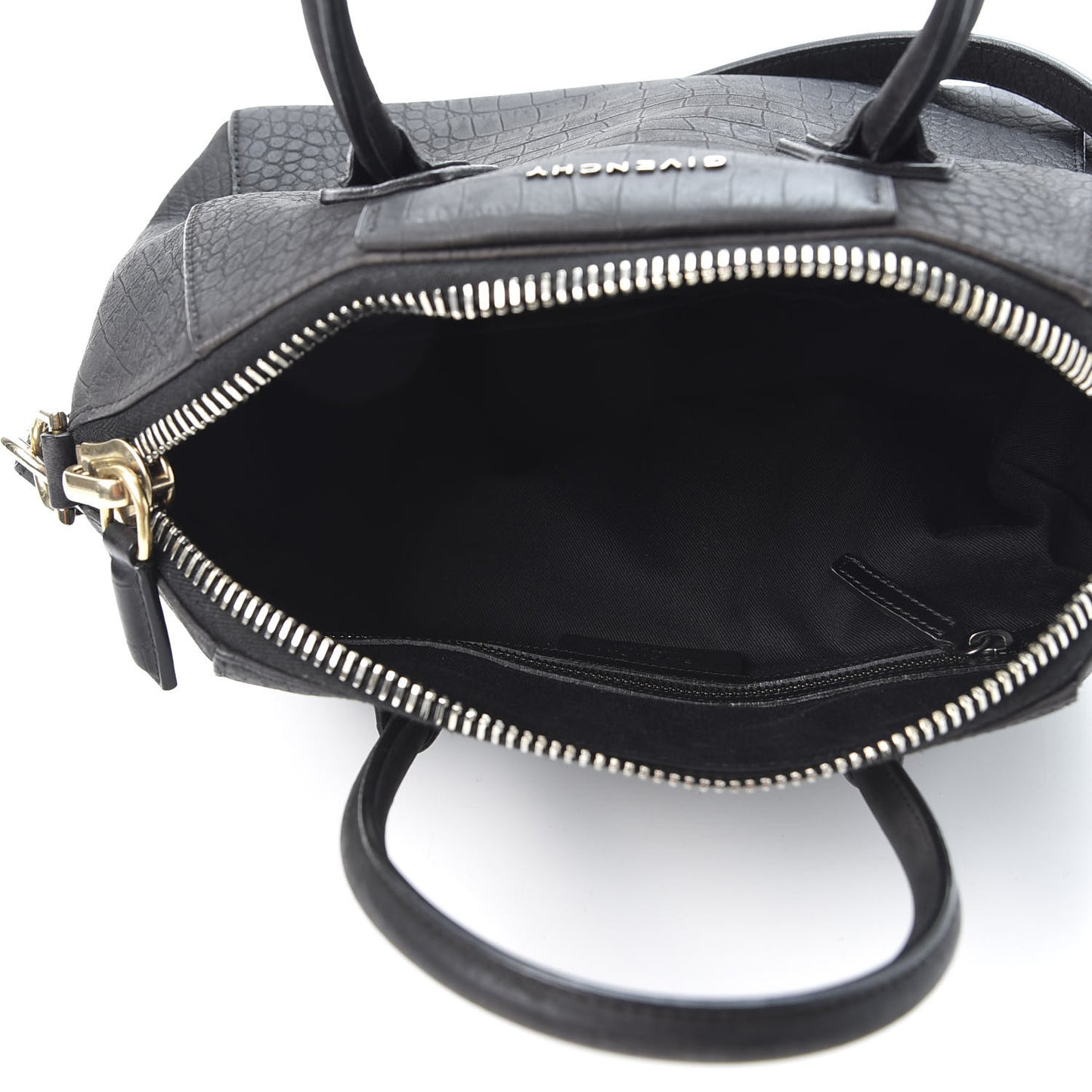 Nubuck Crocodile Embossed Medium Antigona Black