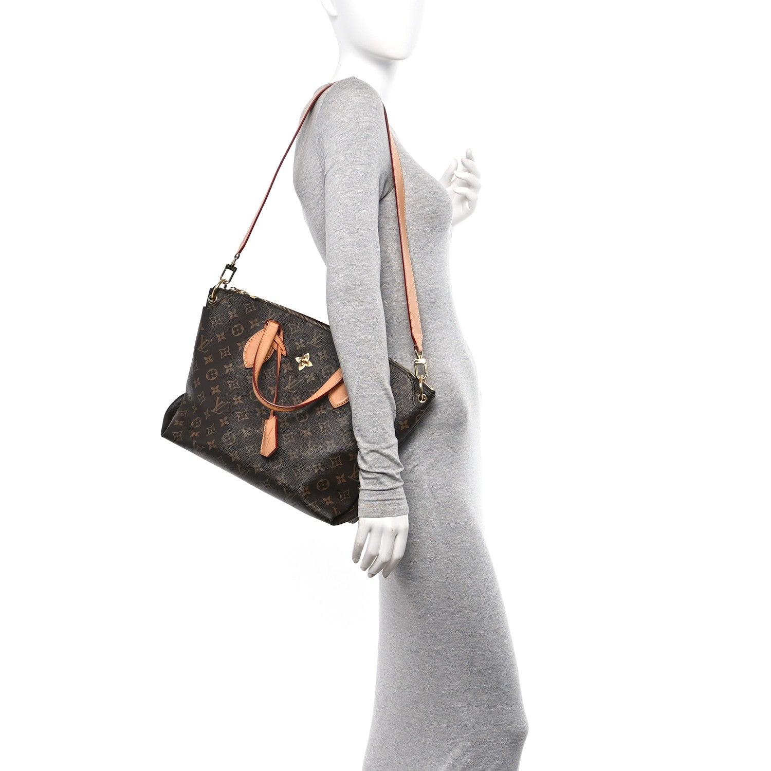 Louis Vuitton Monogram Flower Zipped Tote MM Beige 2 of 10