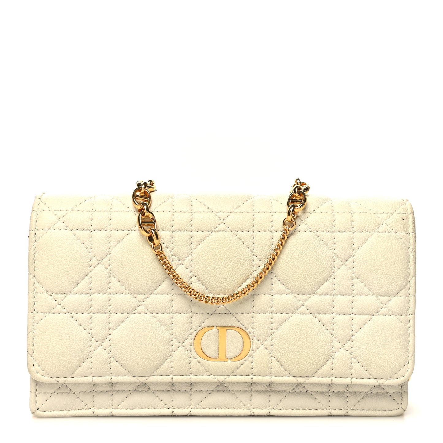 Supple Calfskin Caro Pouch with Chain Latte