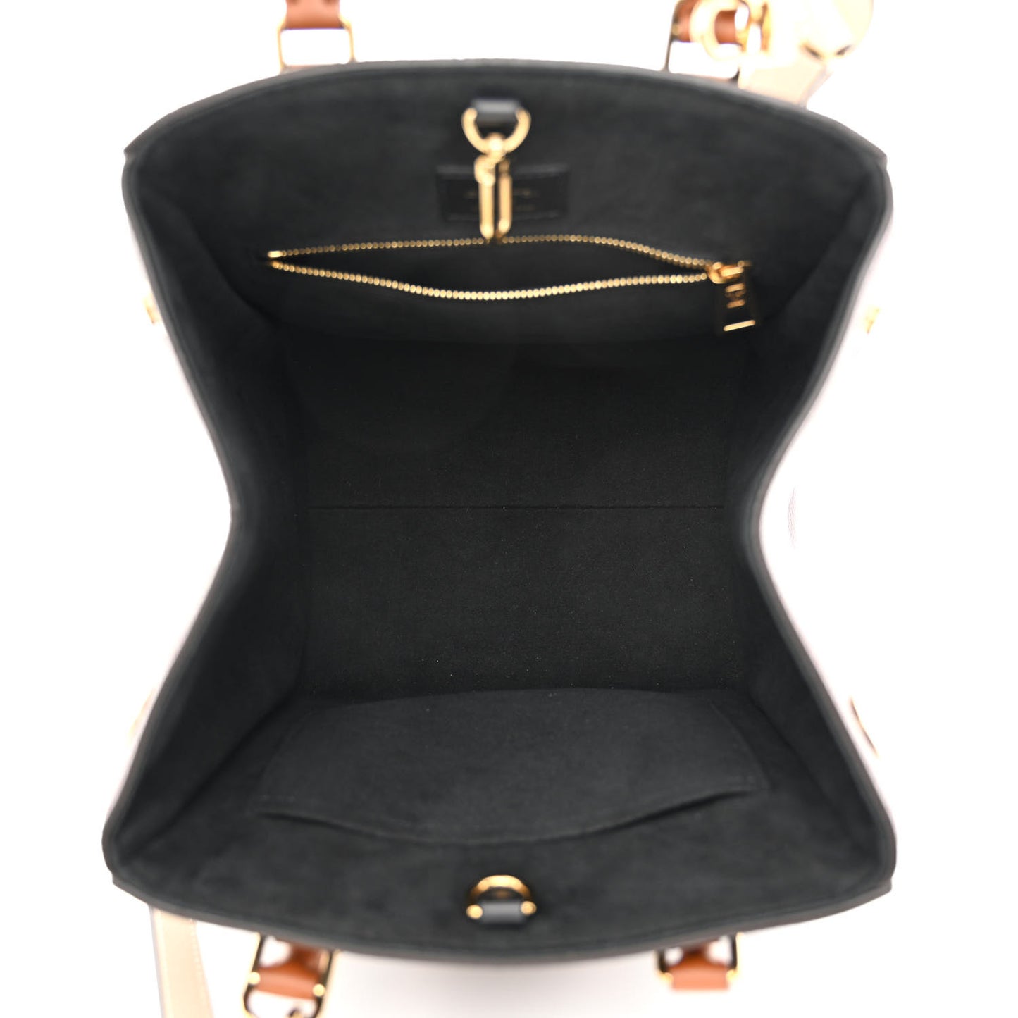 Calfskin Monogram Fold Tote MM Black Wine Cream