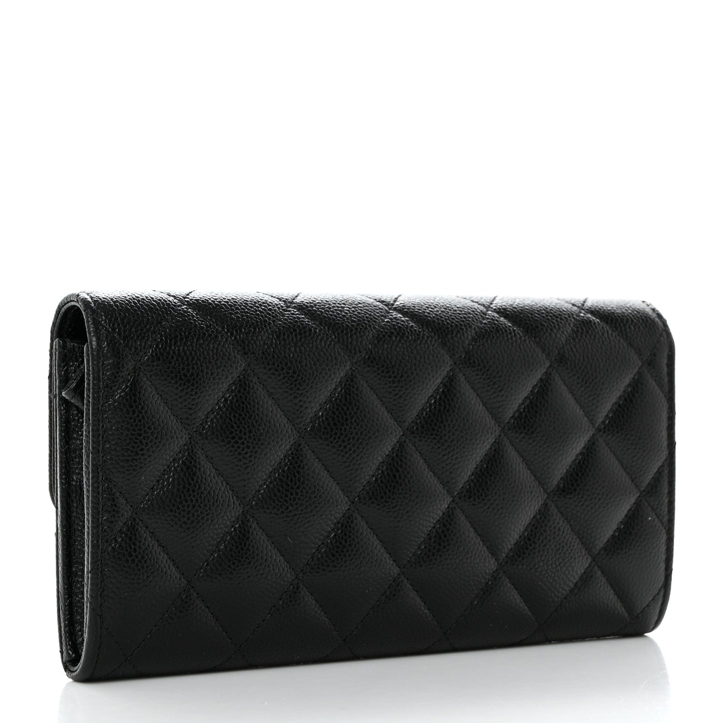 Caviar Quilted Multi Chain CC Large Gusset Flap Wallet Black