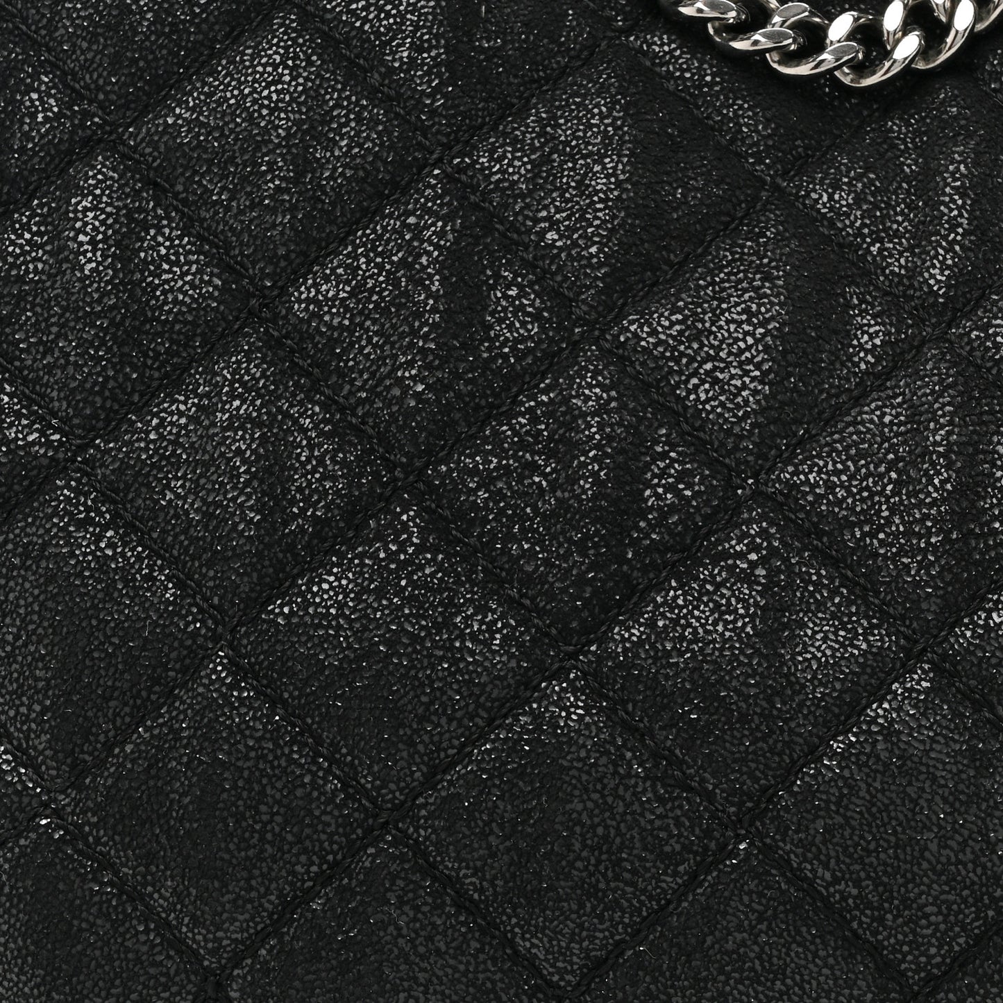 Metallic Shaggy Deer Quilted Small Falabella Tote Black