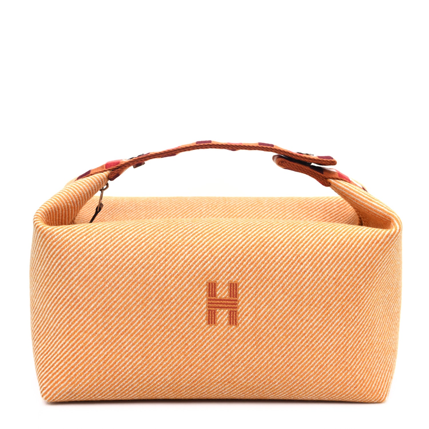Hermes Merino Wool Large Au Carre Bride-A-Brac Pouch Fauve 1 of 9