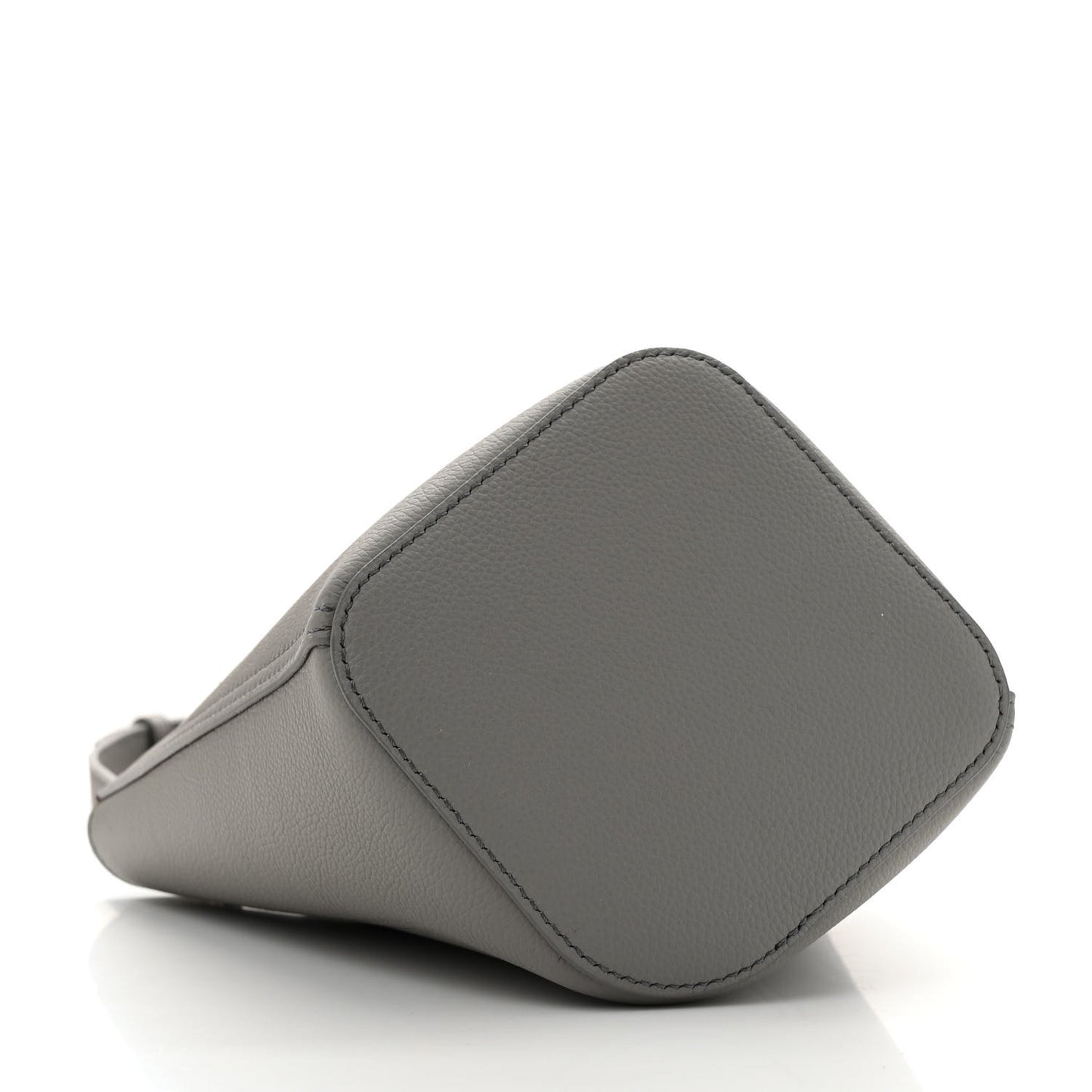 Soft Grained Calfskin Mini Pebble Bucket Bag Pearl Grey