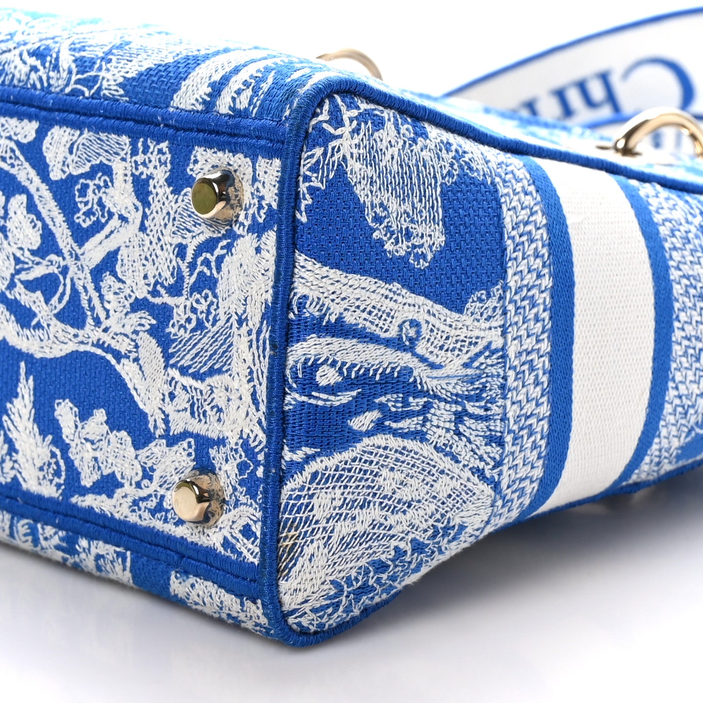 Canvas Toile De Jouy Reverse Embroidered Medium Lady D-Lite Fluorescent Blue