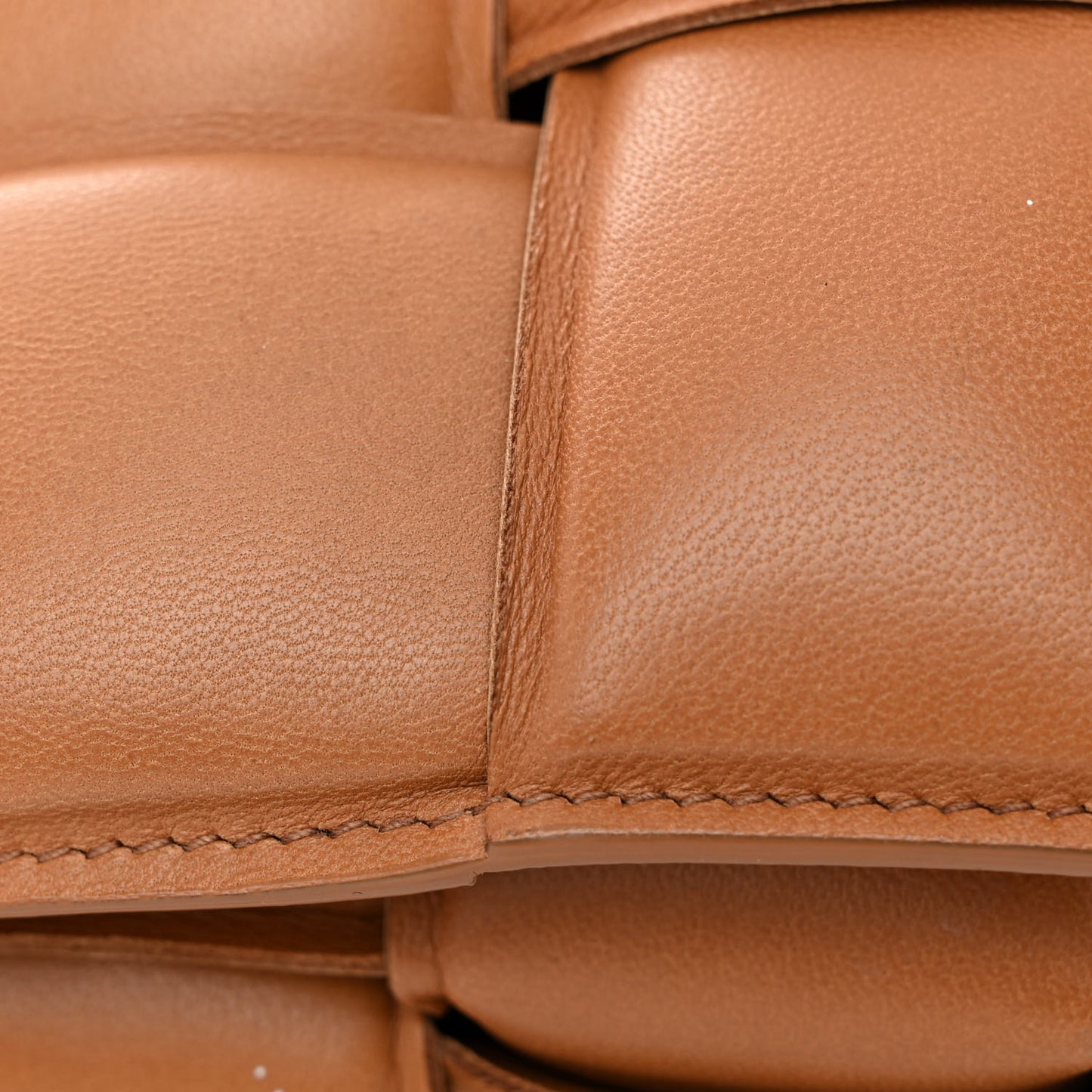 Nappa Maxi Intreccio Padded Cassette Crossbody Bag Caramel