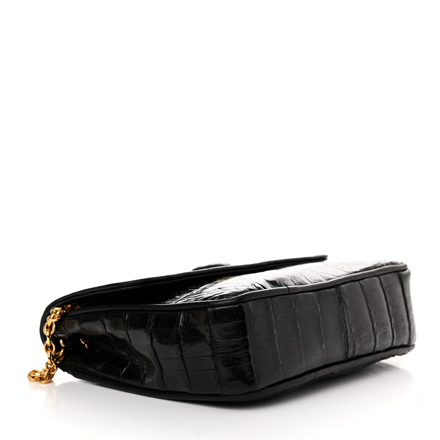 Shiny Crocodile Flap Black