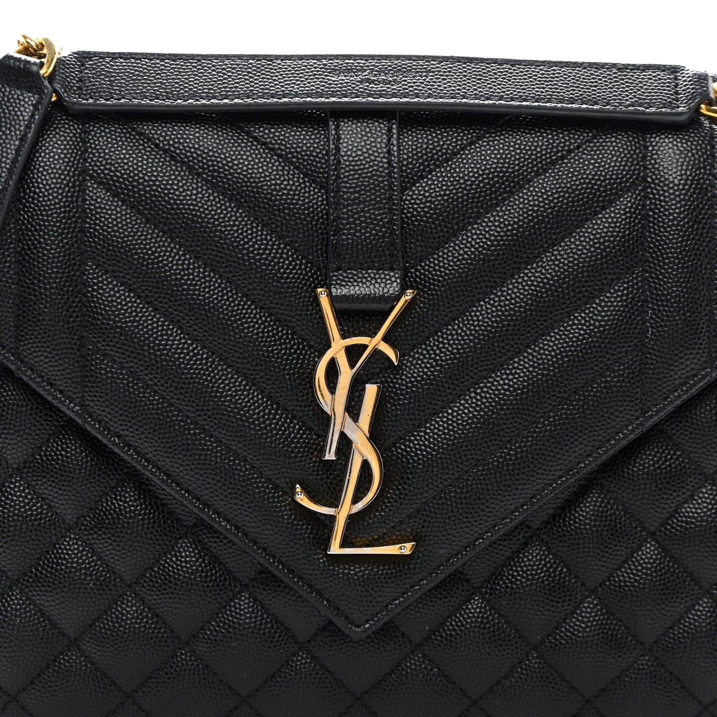 Grain De Poudre Textured Mixed Matelasse Triquilt Medium Monogram Satchel Black