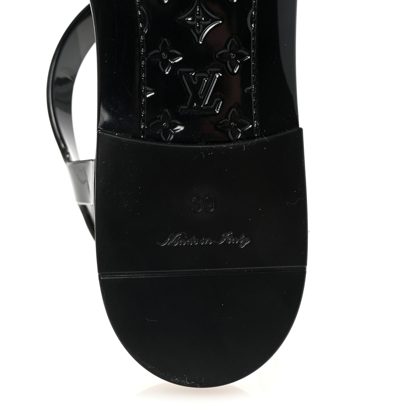 Rubber Bikini Thong Flat Sandals 39 Black