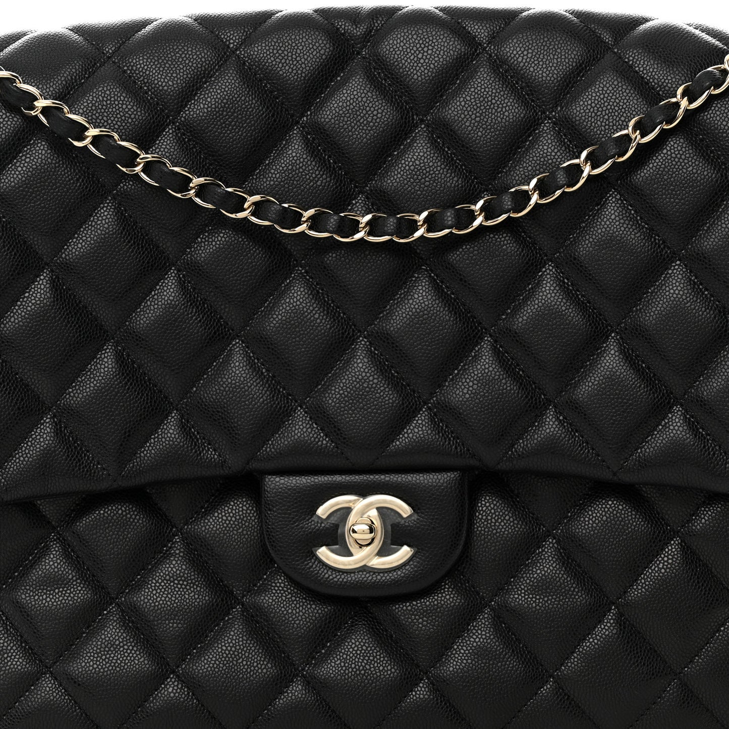Caviar Quilted XXL Travel Flap Bag Black
