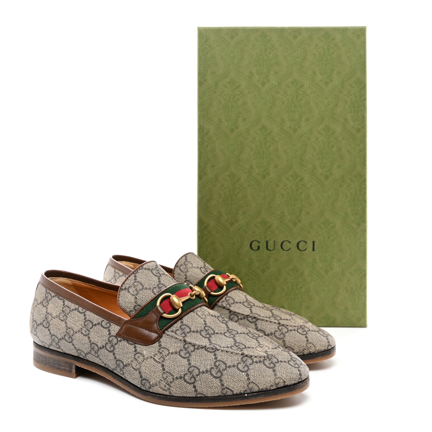 Gucci GG Supreme Monogram Web Mens Bengal Jordaan Loafers 8 9 of 9