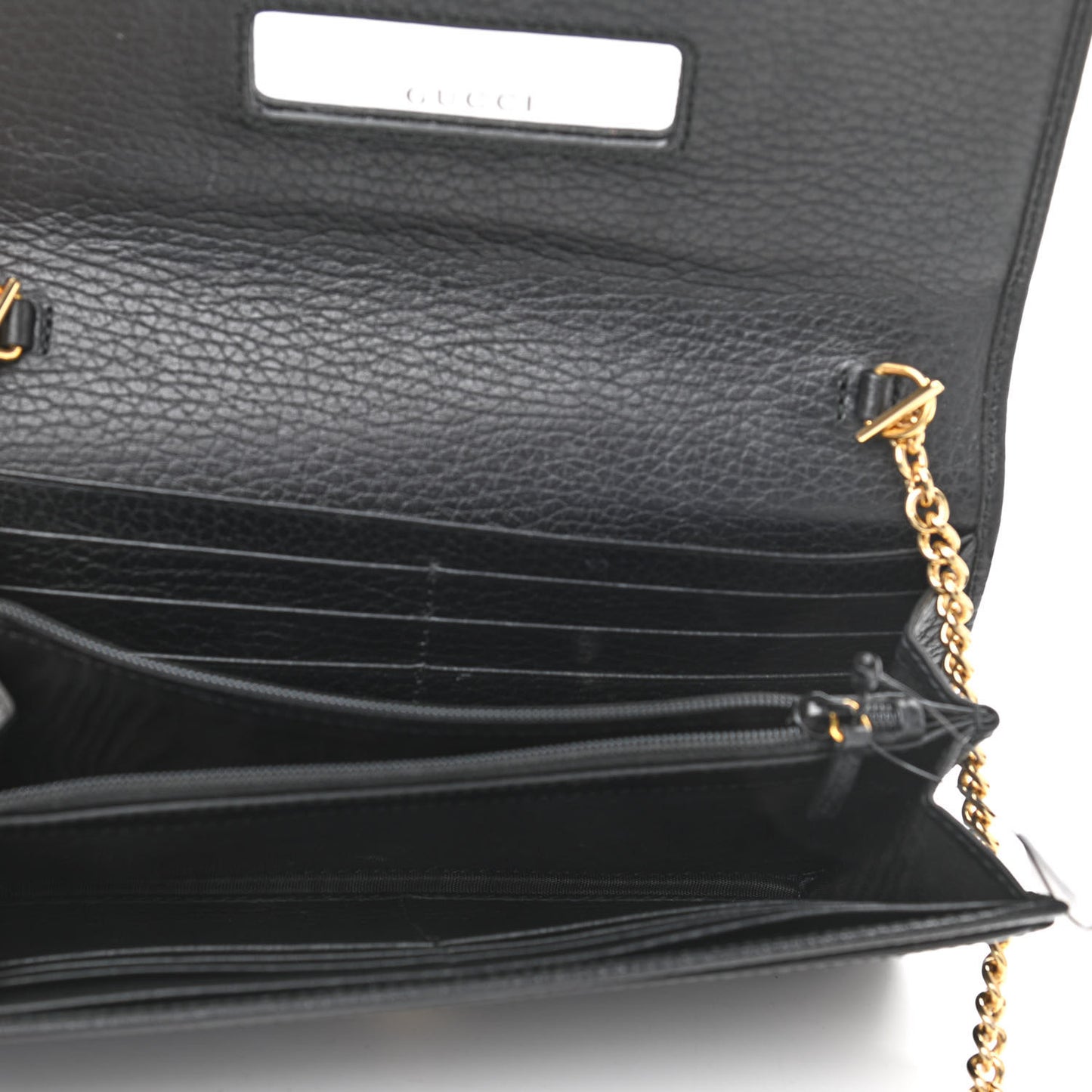 Calfskin Petite GG Marmont Wallet Chain Bag Black