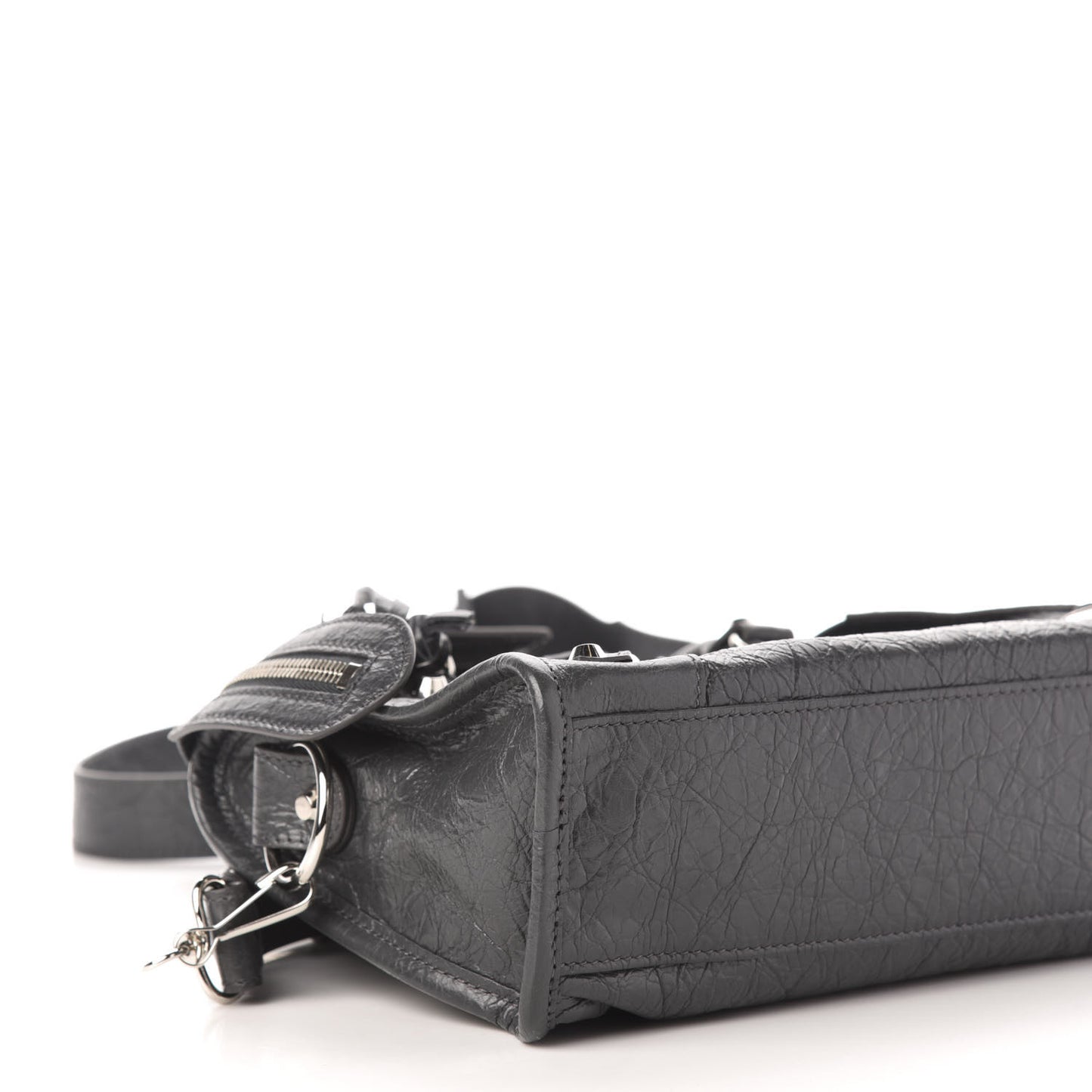 Agneau Classic Silver Hardware Mini City Gris Fossile