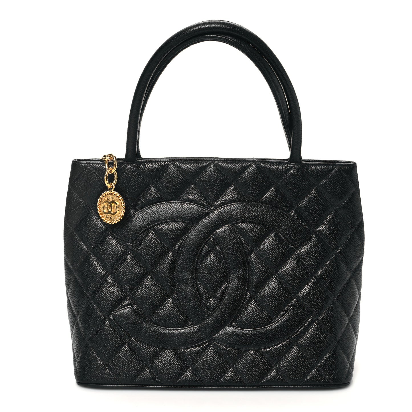 Caviar Quilted Medallion Tote Black