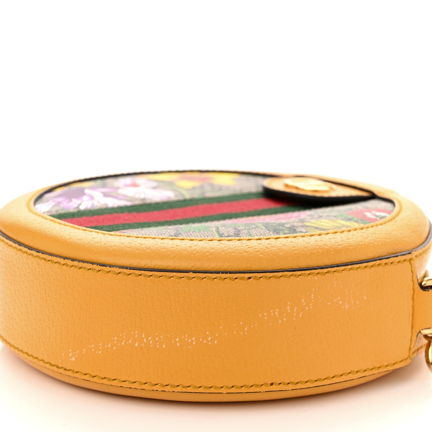 GG Supreme Monogram Flora Web Mini Ophidia Round Shoulder Bag Beige Multicolor Crop
