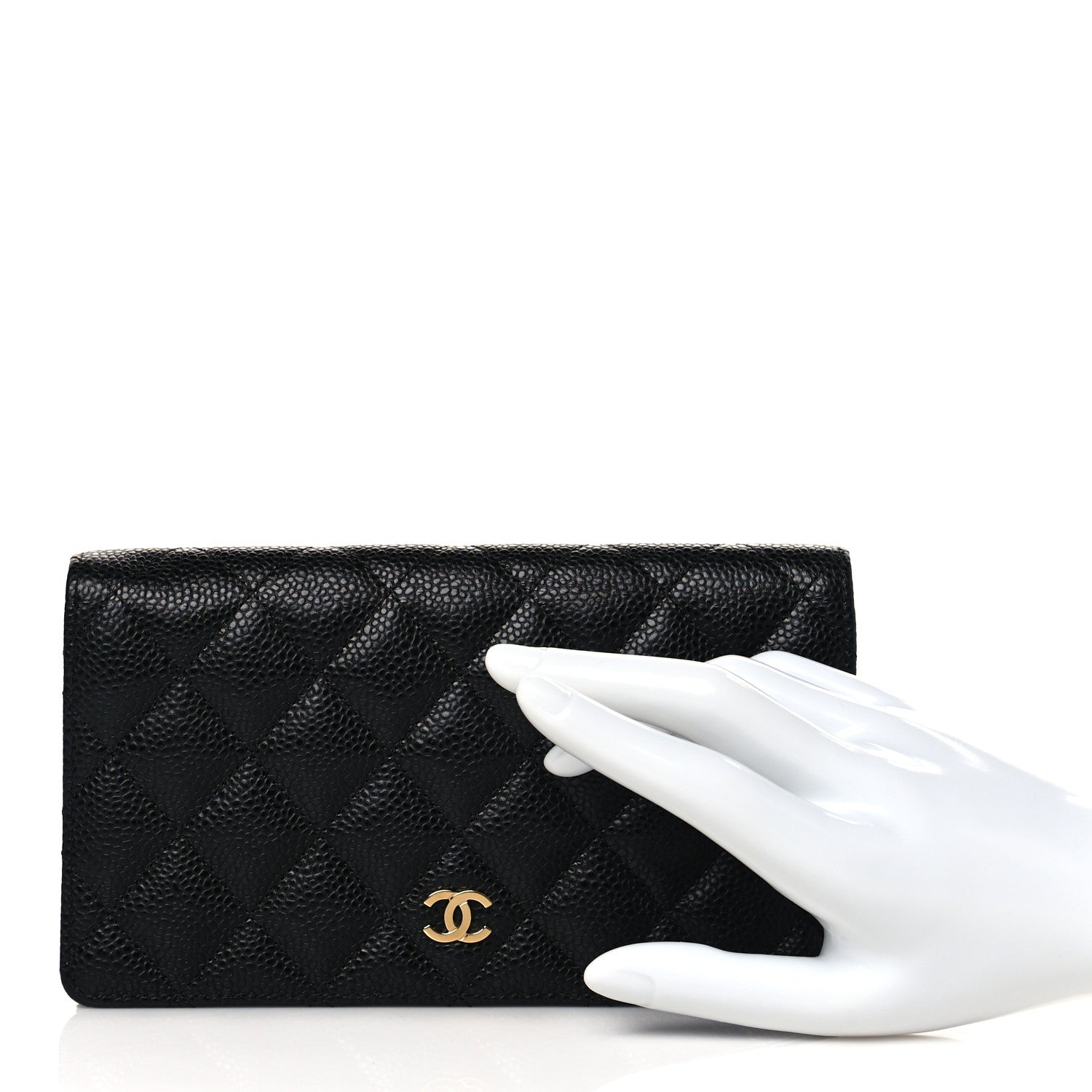 Chanel Caviar Quilted Yen Wallet Black 2 of 10