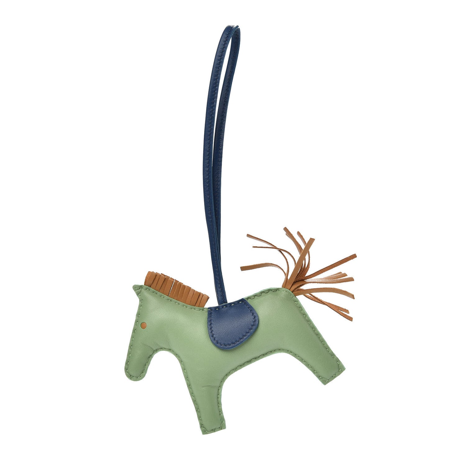 Milo Lambskin Grigri Rodeo Horse Bag Charm PM Vert Criquet Sesame Bleu de Malte
